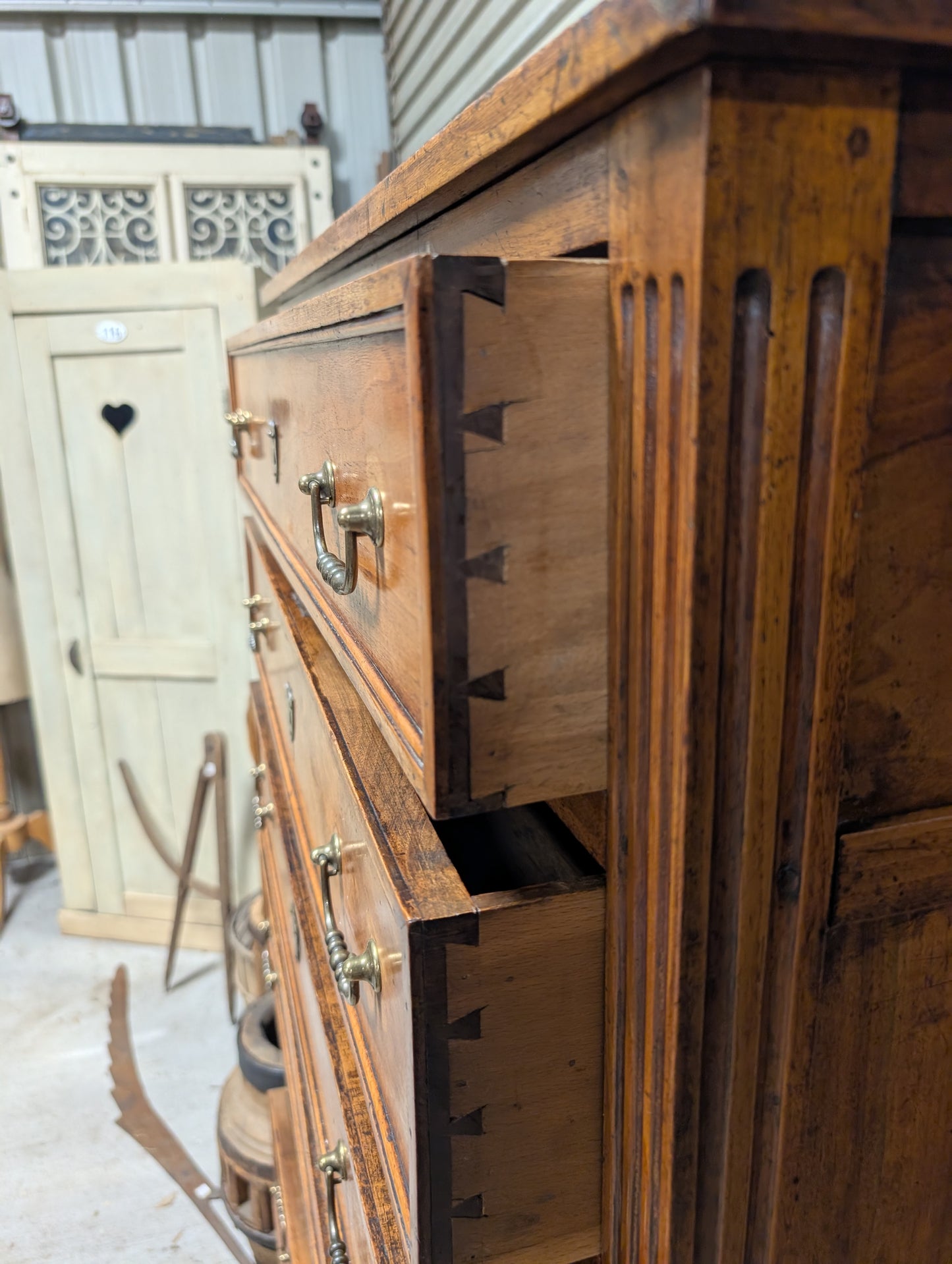 Louis XVI Style Walnut Semainier Tall Chest