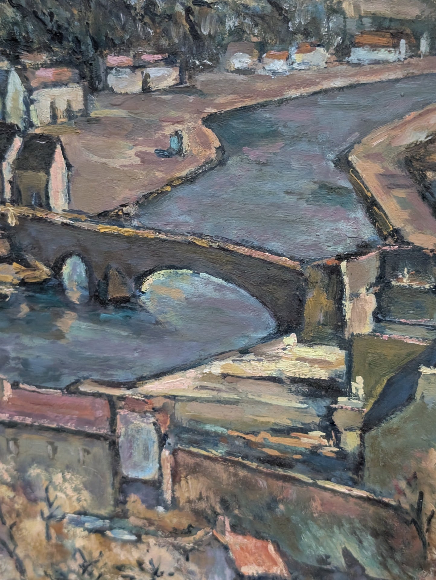 Post impressionist landscape - oil on board - P.Lezy - mid CXXth
