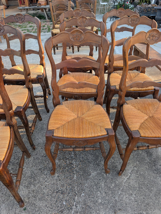 Set of 6 Antique French Provincial Ladder-Back Dining Chairs (lighter colour)