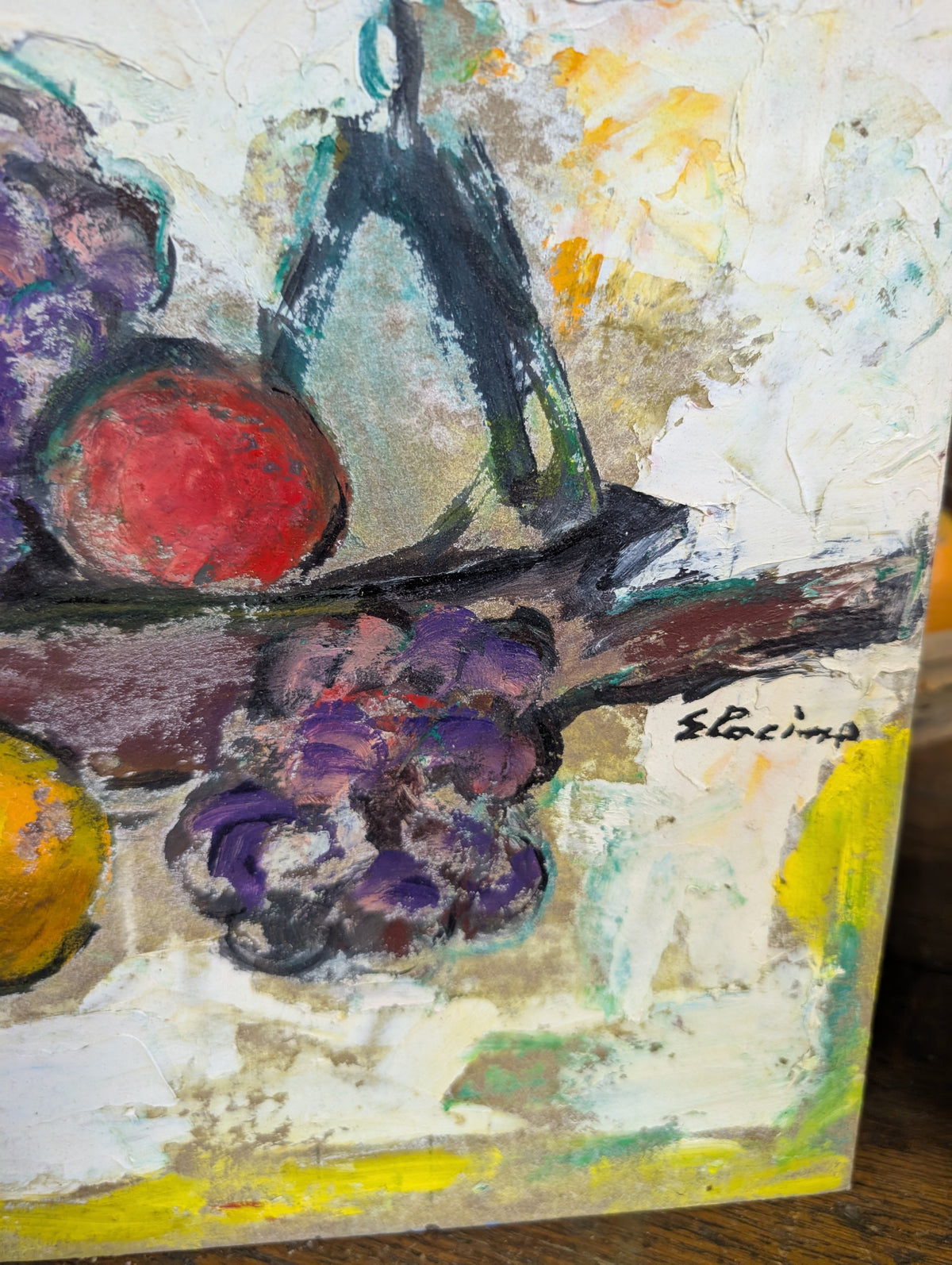 Vibrant colourful still-life on board