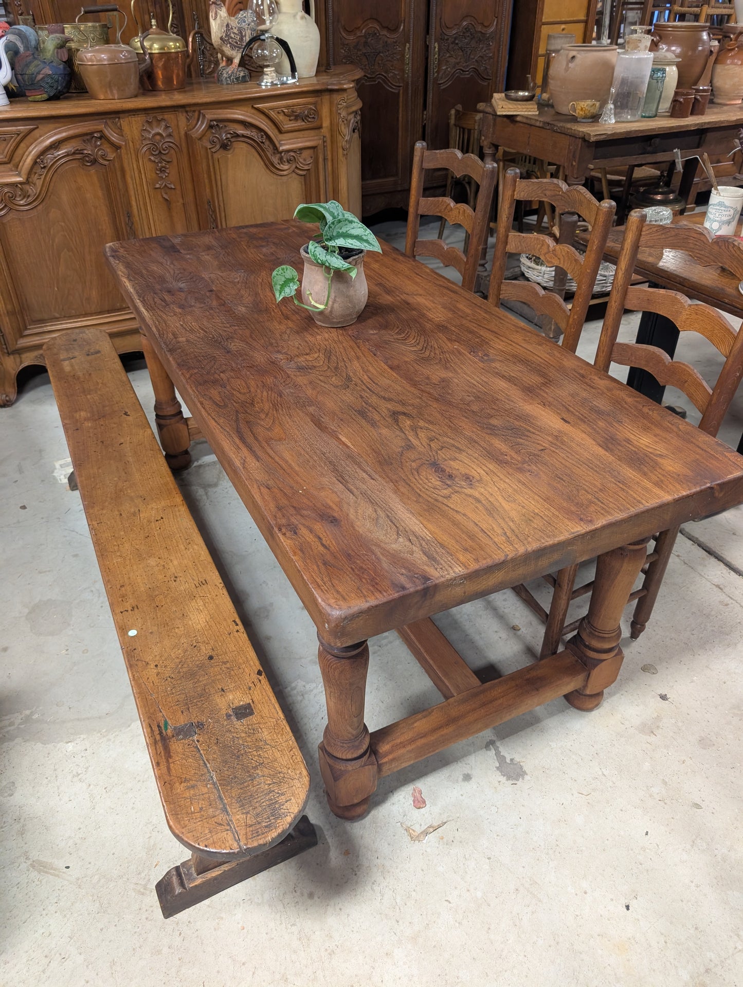 Oak french farm table, 6,5cm tabletop, 175long