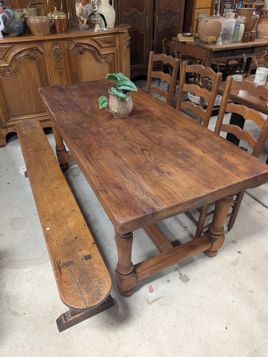 Oak french farm table, 6,5cm tabletop, 175long