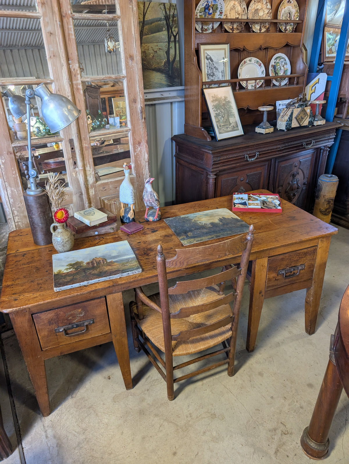 C19th French Provincial Fruitwood Center Desk