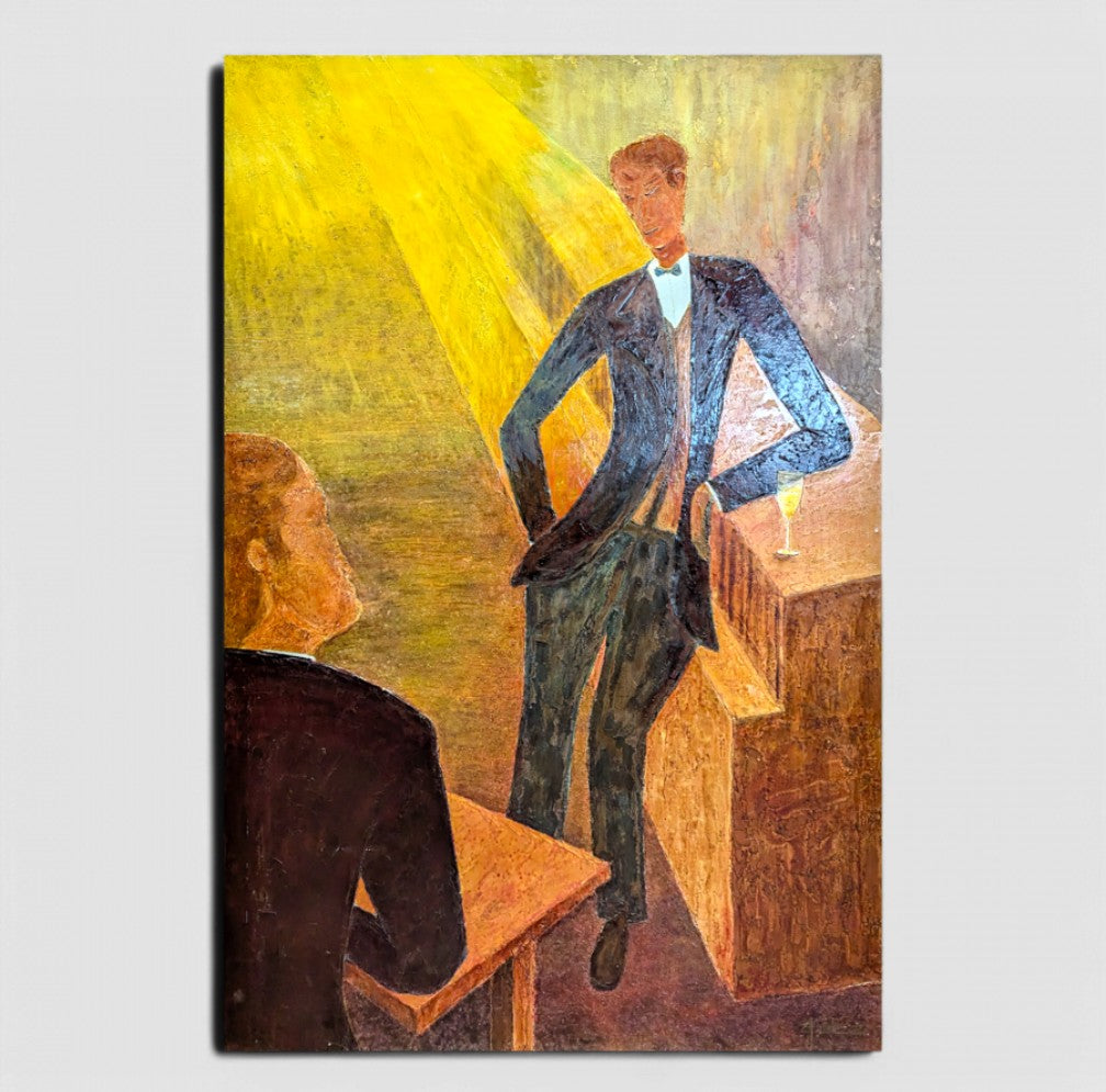 Bar scene painting by A. Gueno "Ymoa" 1998