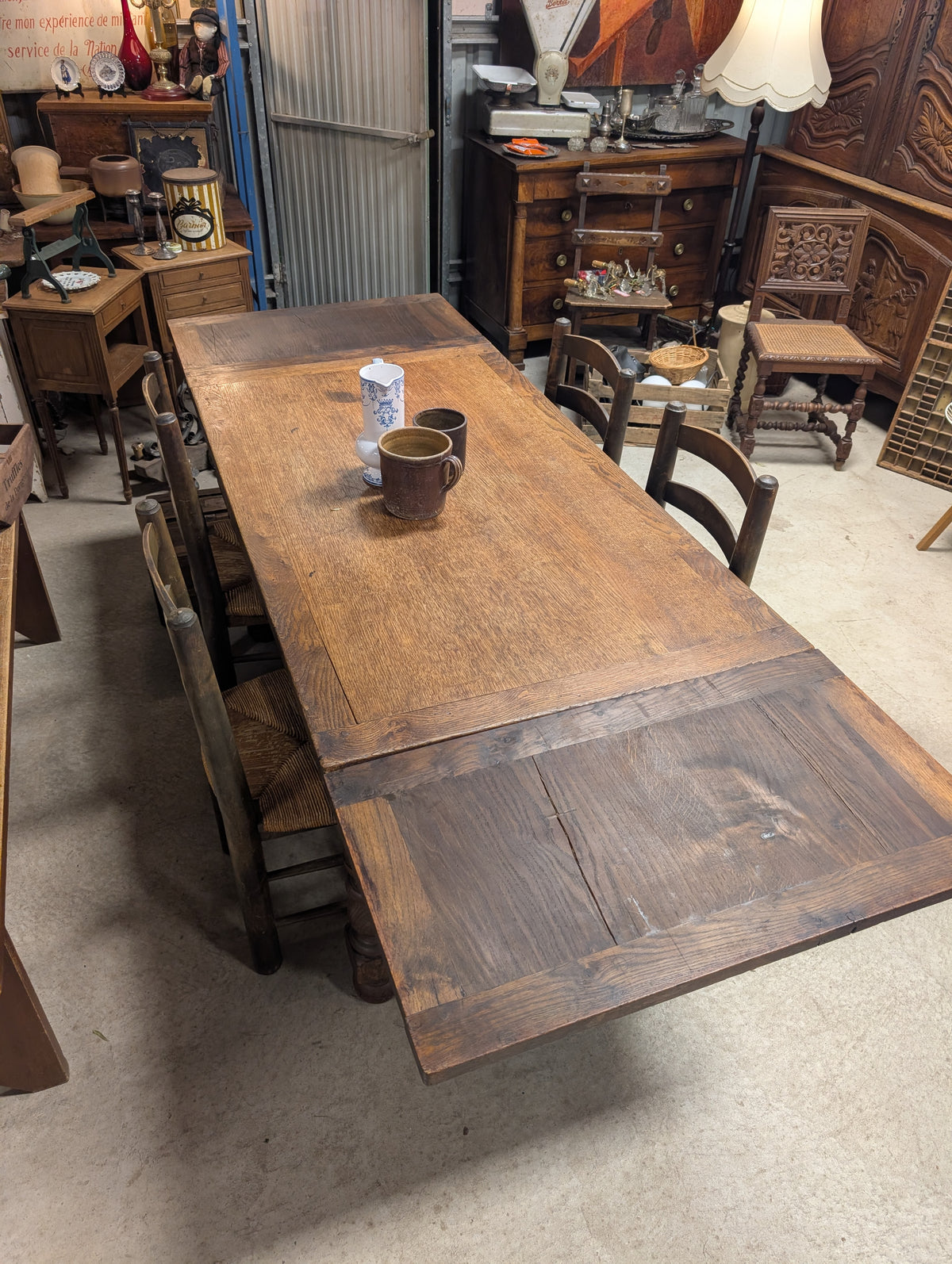 Rustic Oak farm table with extensions