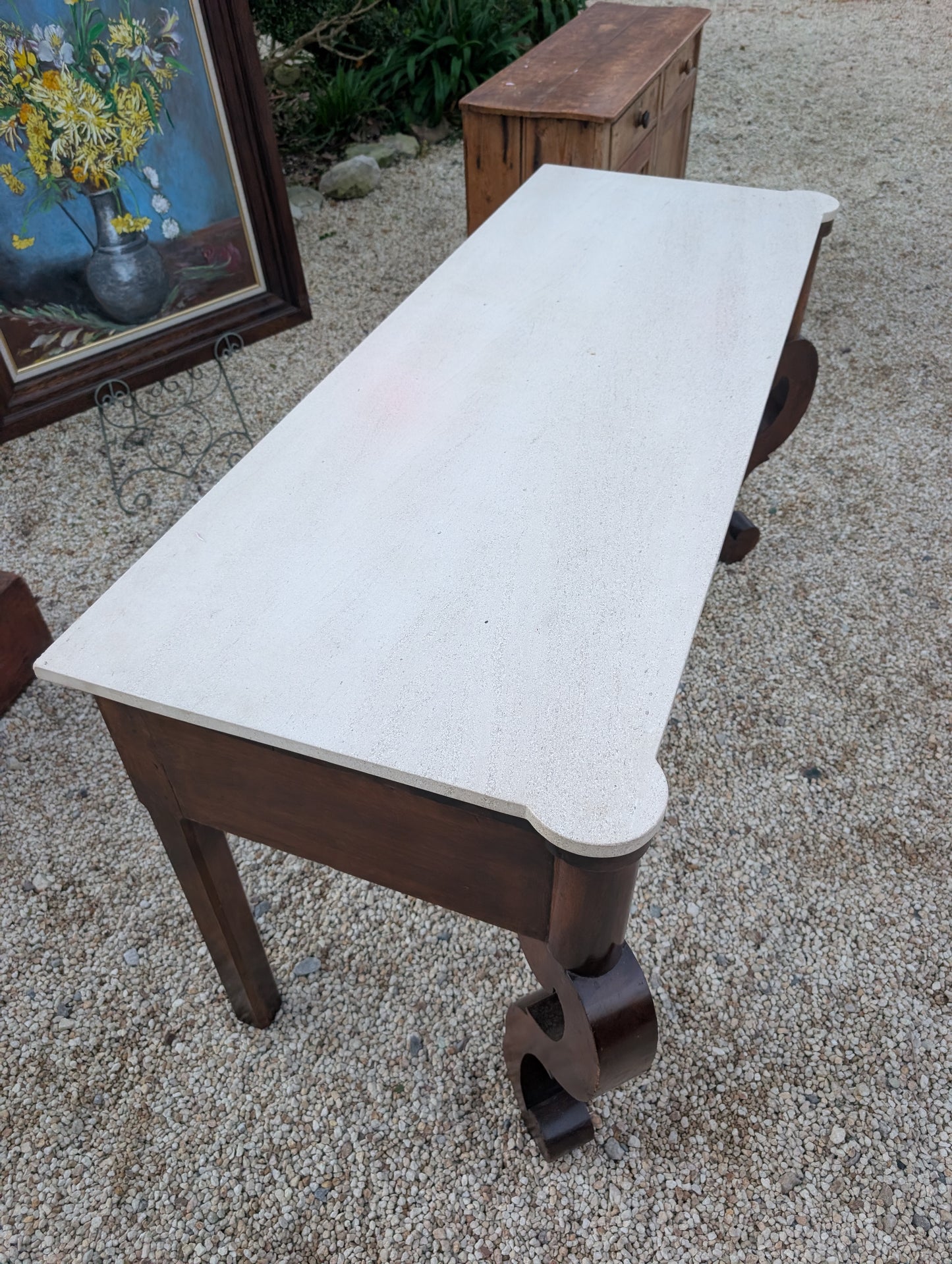 C19th French walnut console table