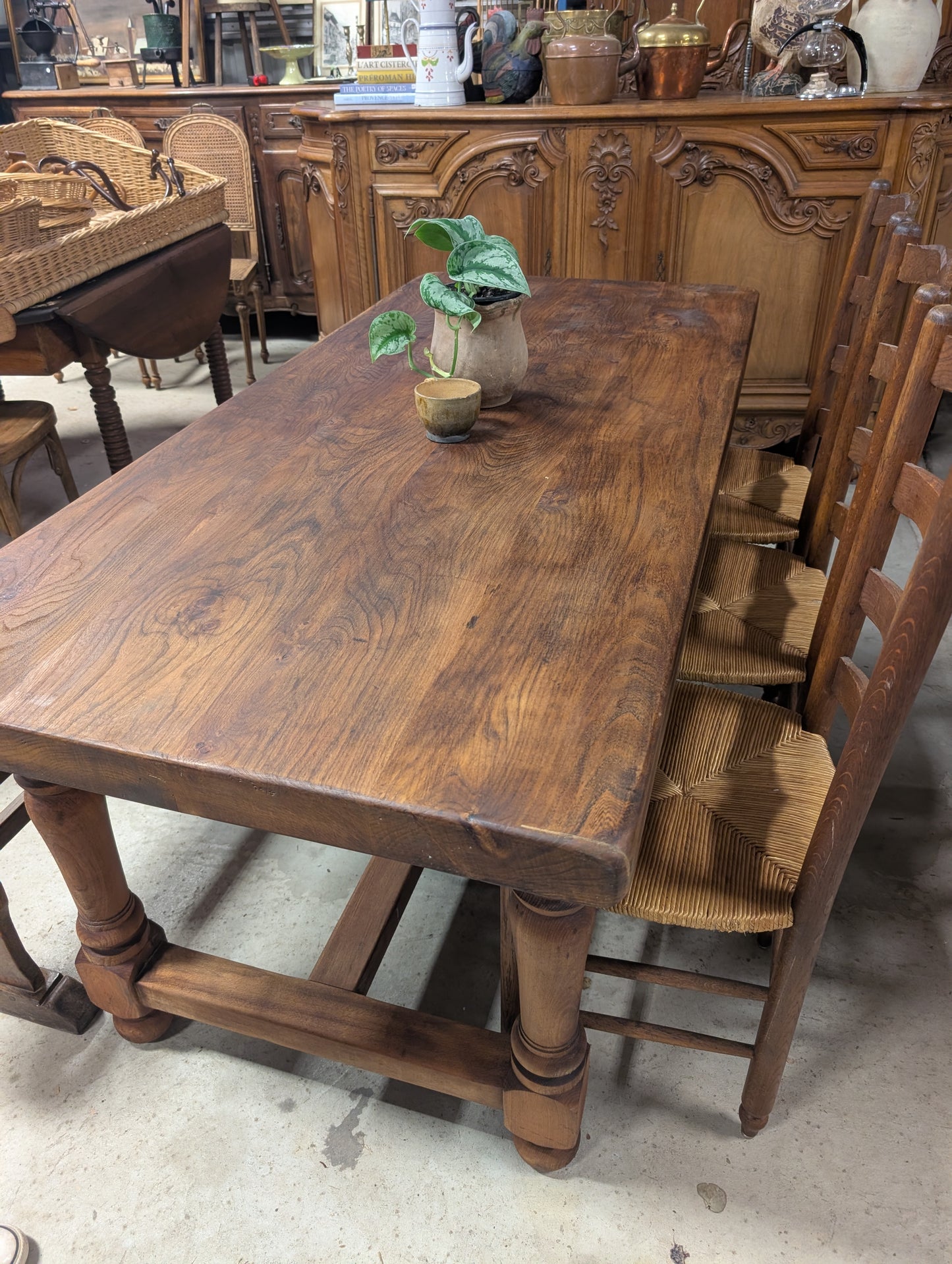 Oak french farm table, 6,5cm tabletop, 175long