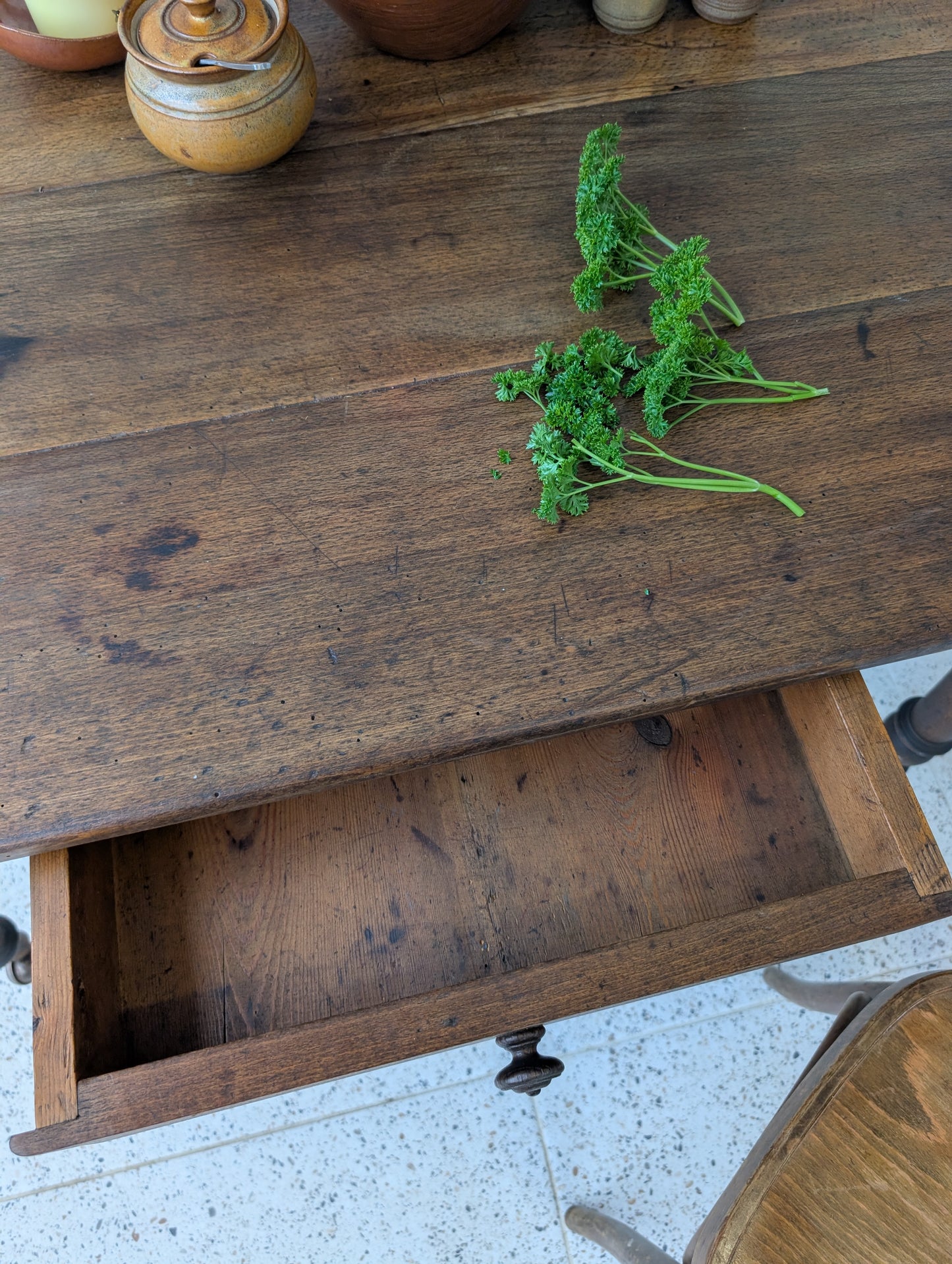 19th Century Oak Farmhouse table on castors