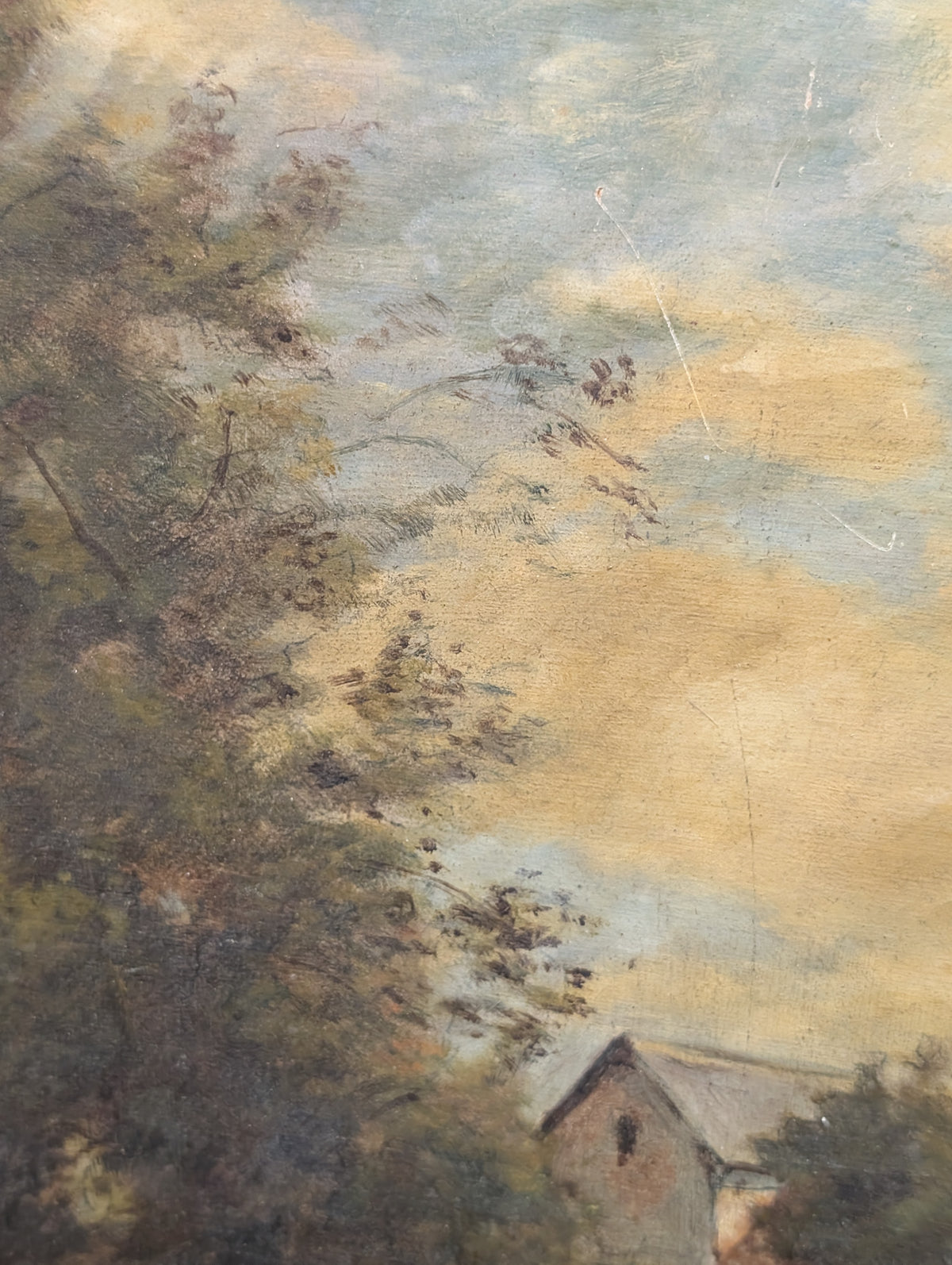 Vintage French Countryside Landscape Oil Painting on Board