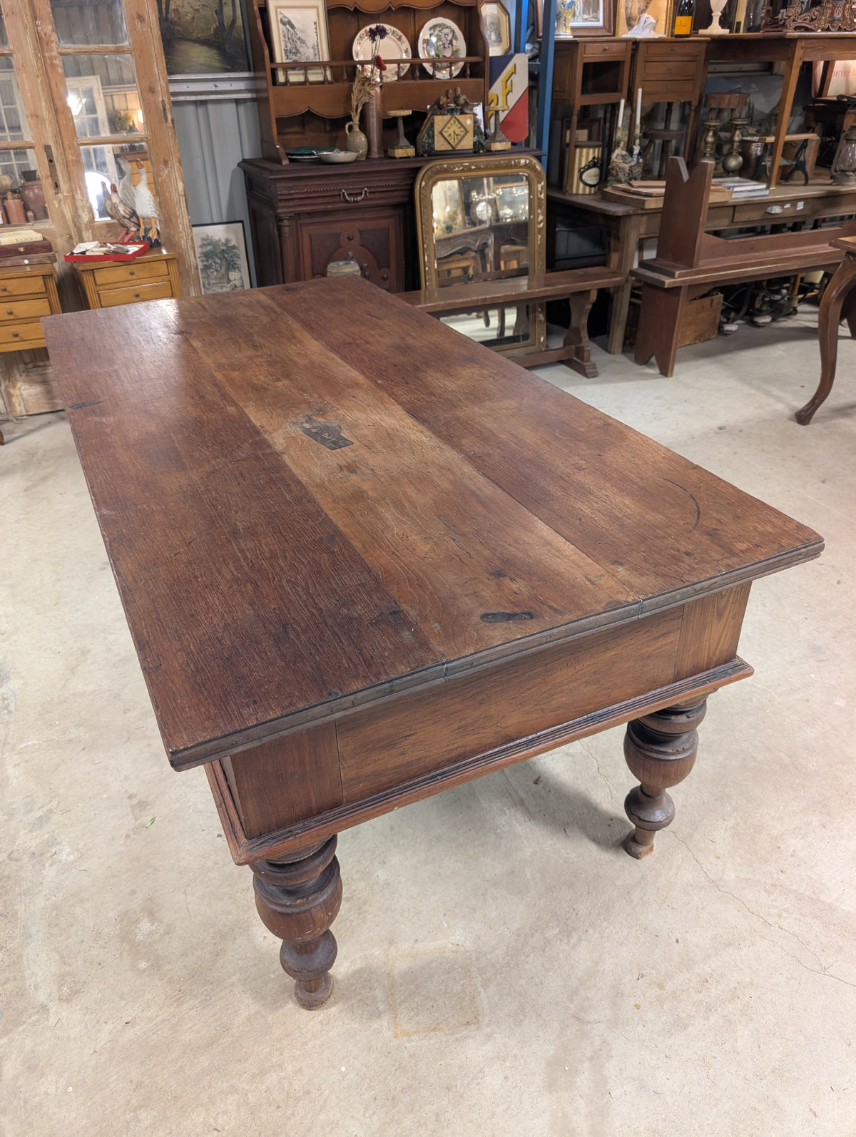 C19th European Farm Table with 2 drawers, kitchen island.