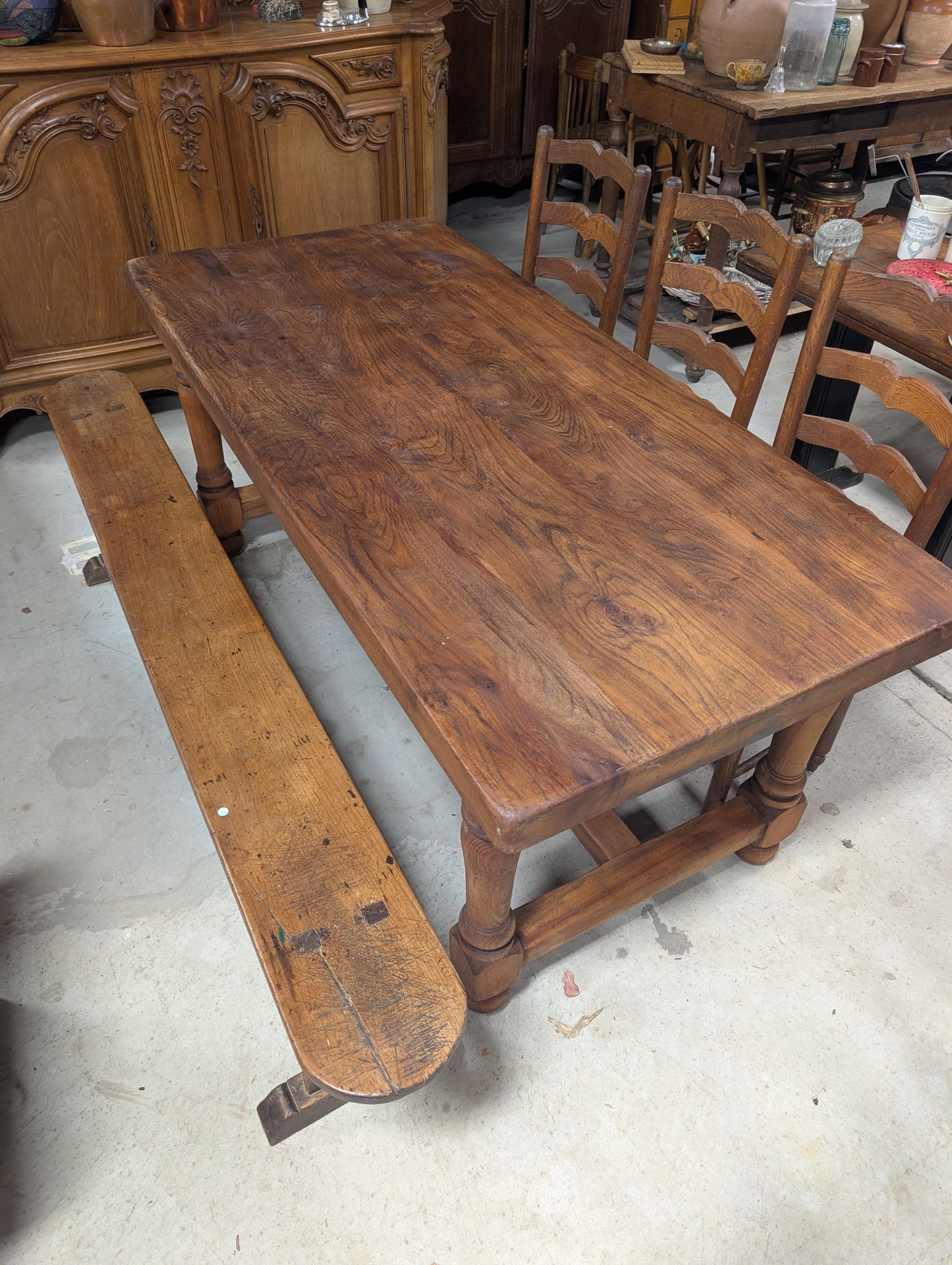 Oak french farm table, 6,5cm tabletop, 175long
