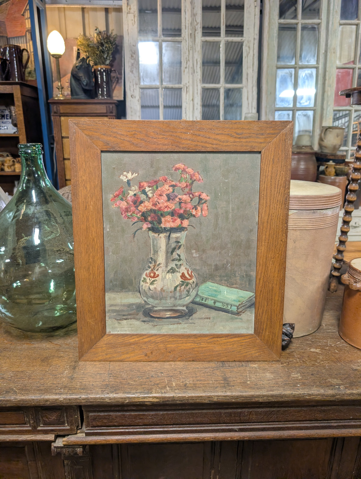 Mid-Century French Floral Still Life – Oil on Double-Sided Artist Board