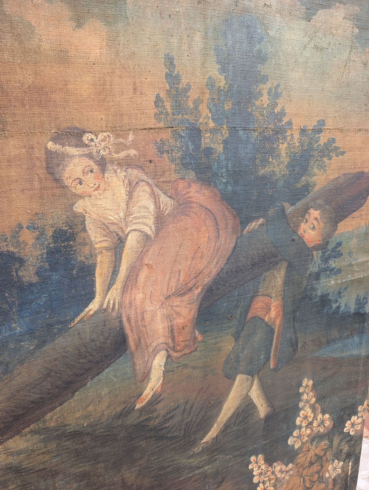 Monumental Oil On Canvas in the style of the C18th decorated with gallant scenes