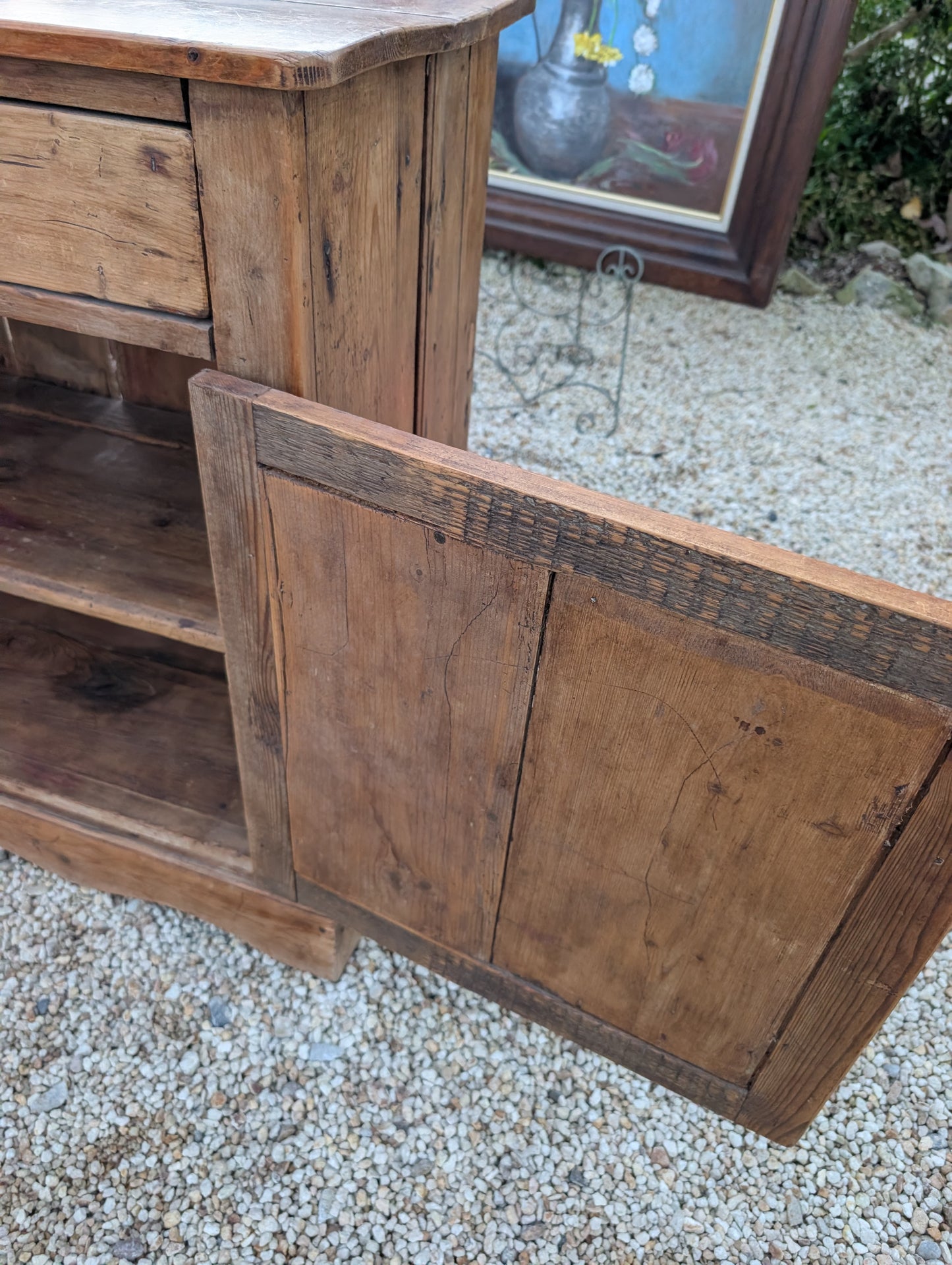 Rustic pine two-door cabinet
