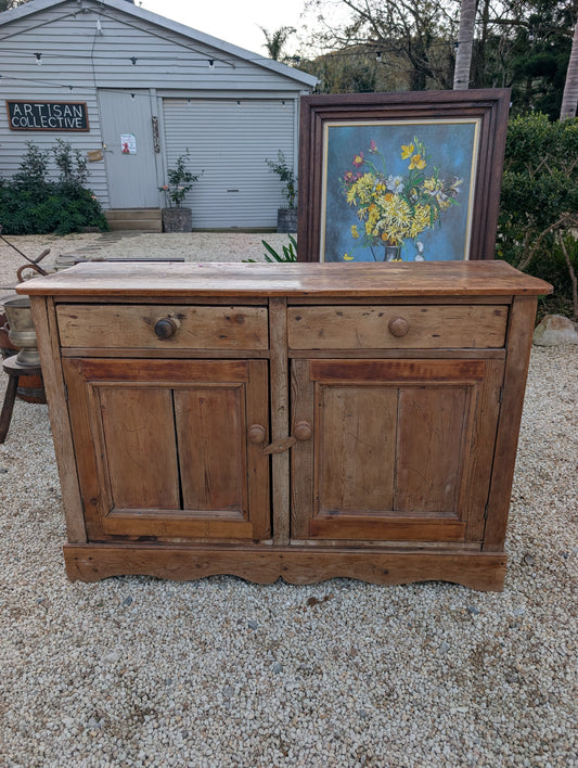 Rustic pine two-door cabinet
