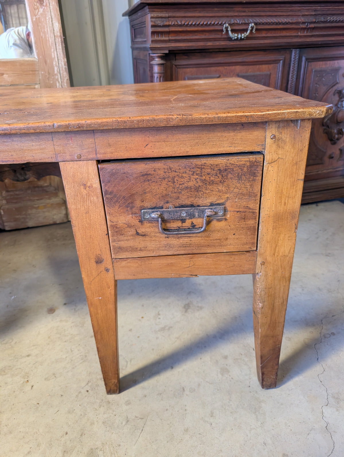 C19th French Provincial Fruitwood Center Desk