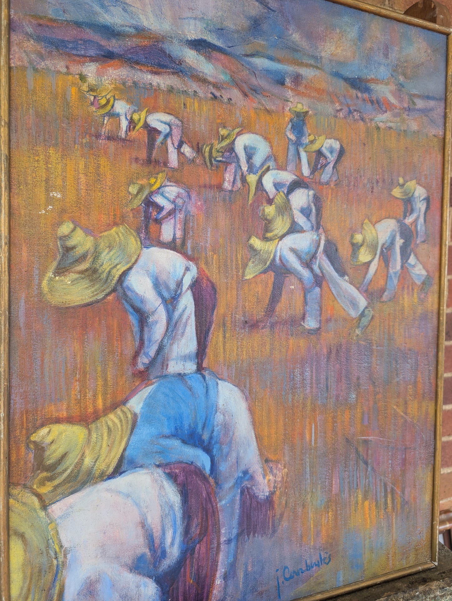 Harvest in the Lavanda field - oil on canvas - J. Courboules - mid CXXth