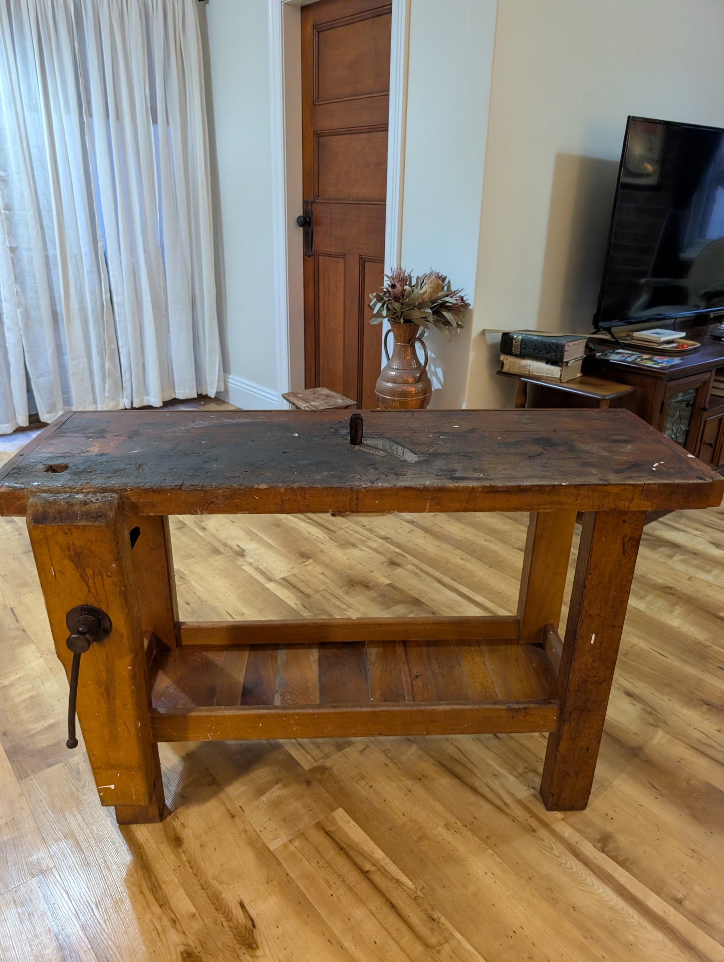 Vintage French carpenter's workbench - Console