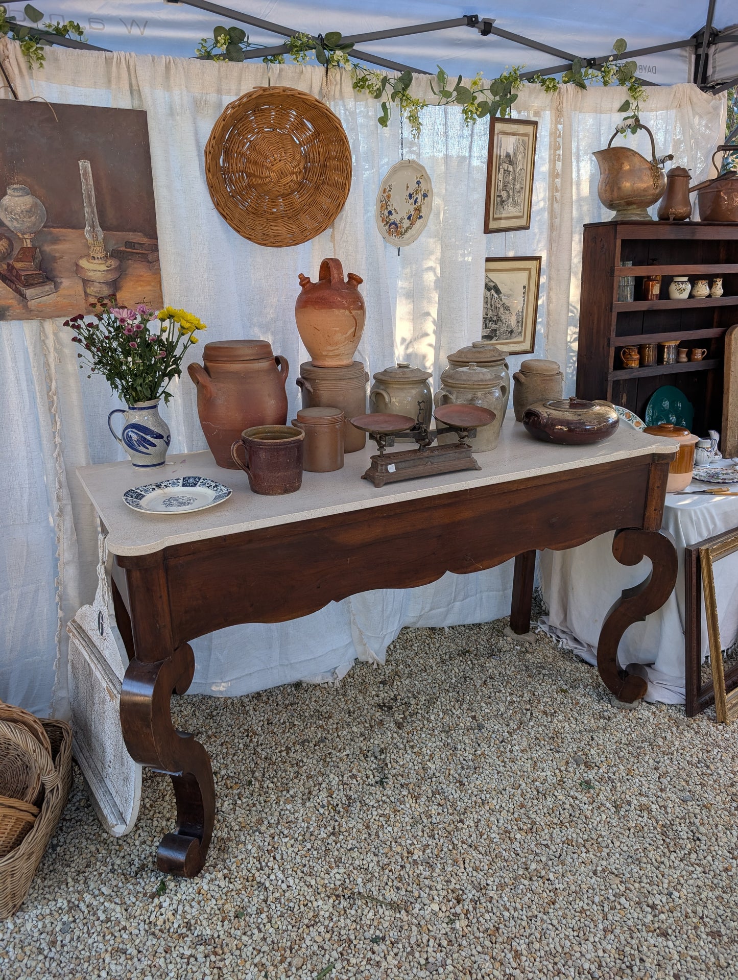 C19th French walnut console table