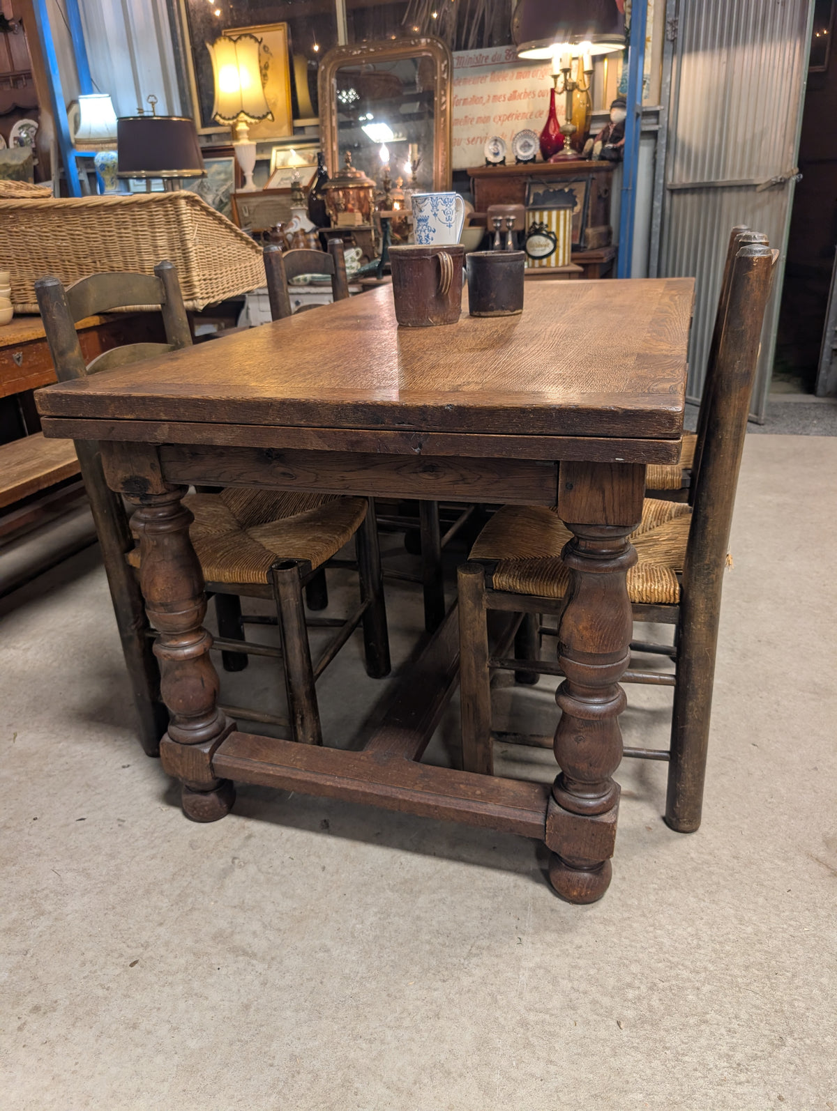 Rustic Oak farm table with extensions