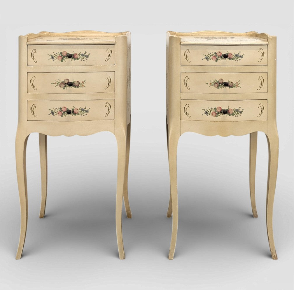 Pair of hand-painted Louis XV style bedside tables