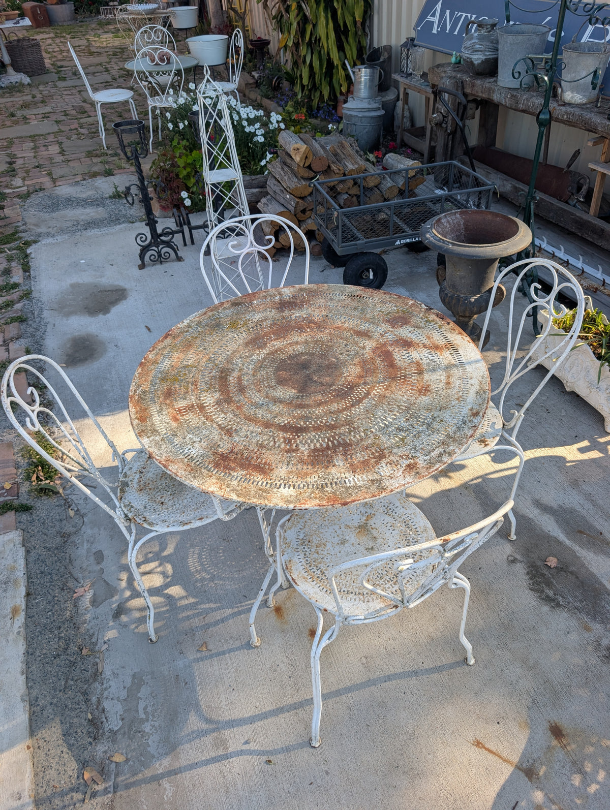 Antique 1900s French Hand-Forged Wrought Iron Garden Set