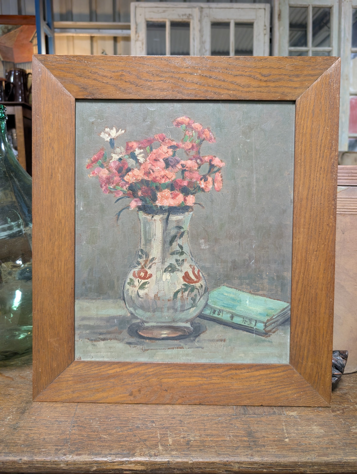 Mid-Century French Floral Still Life – Oil on Double-Sided Artist Board