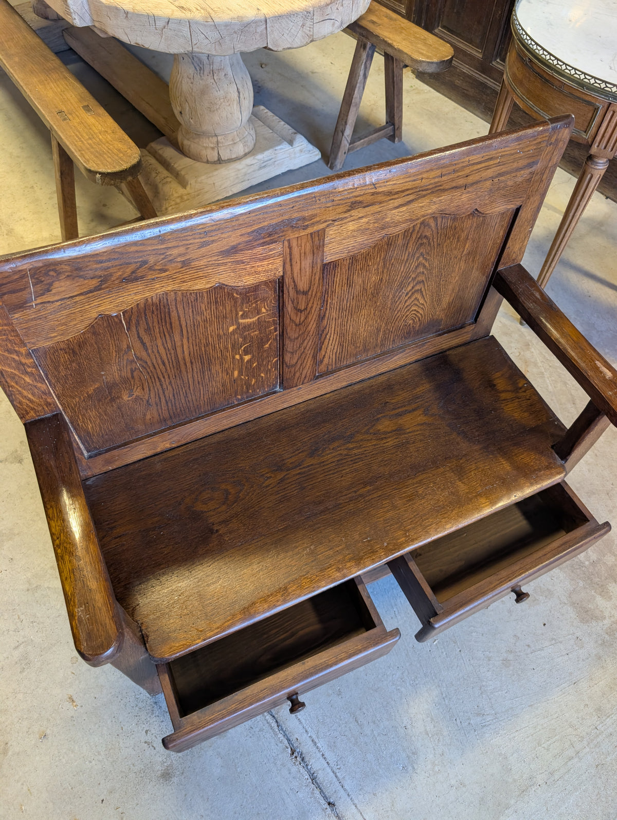 C19th French Provincial Oak Storage Bench / Hall Bench from Normandy
