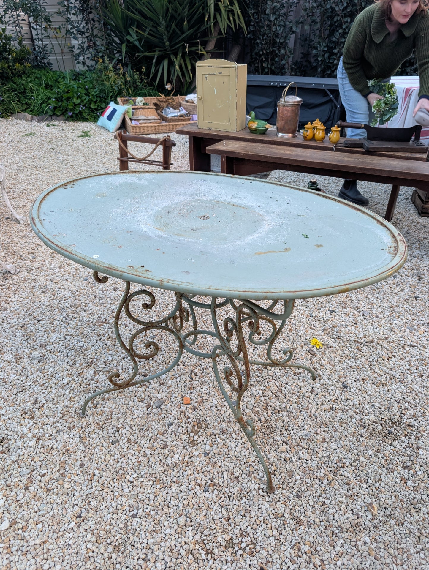 French wrought iron garden table