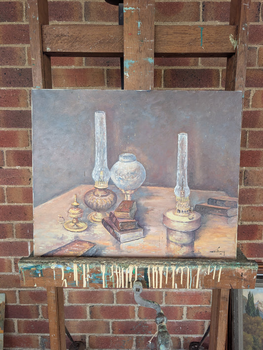 Nature morte aux lampes, oil painting CXXth