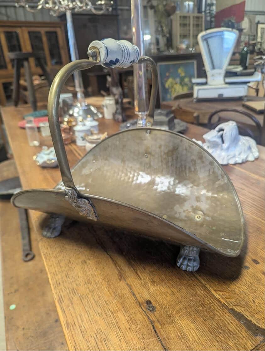 brass planter and brass log basket