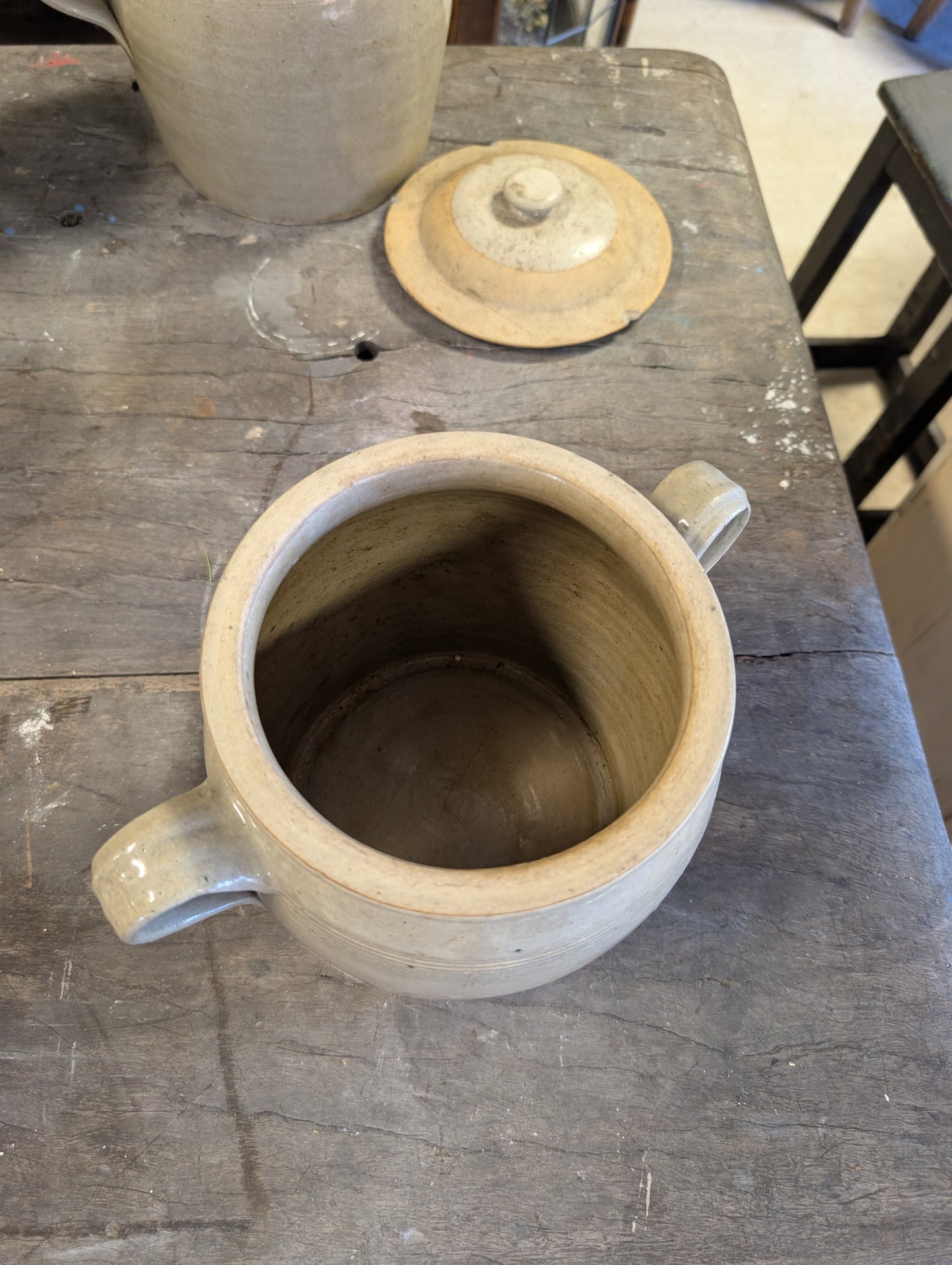 Authentic French antique stoneware confit pots