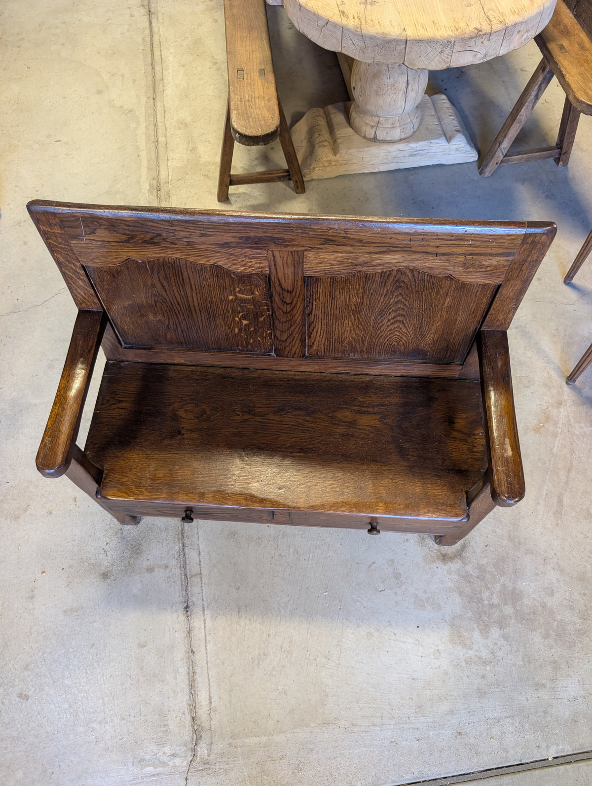 C19th French Provincial Oak Storage Bench / Hall Bench from Normandy