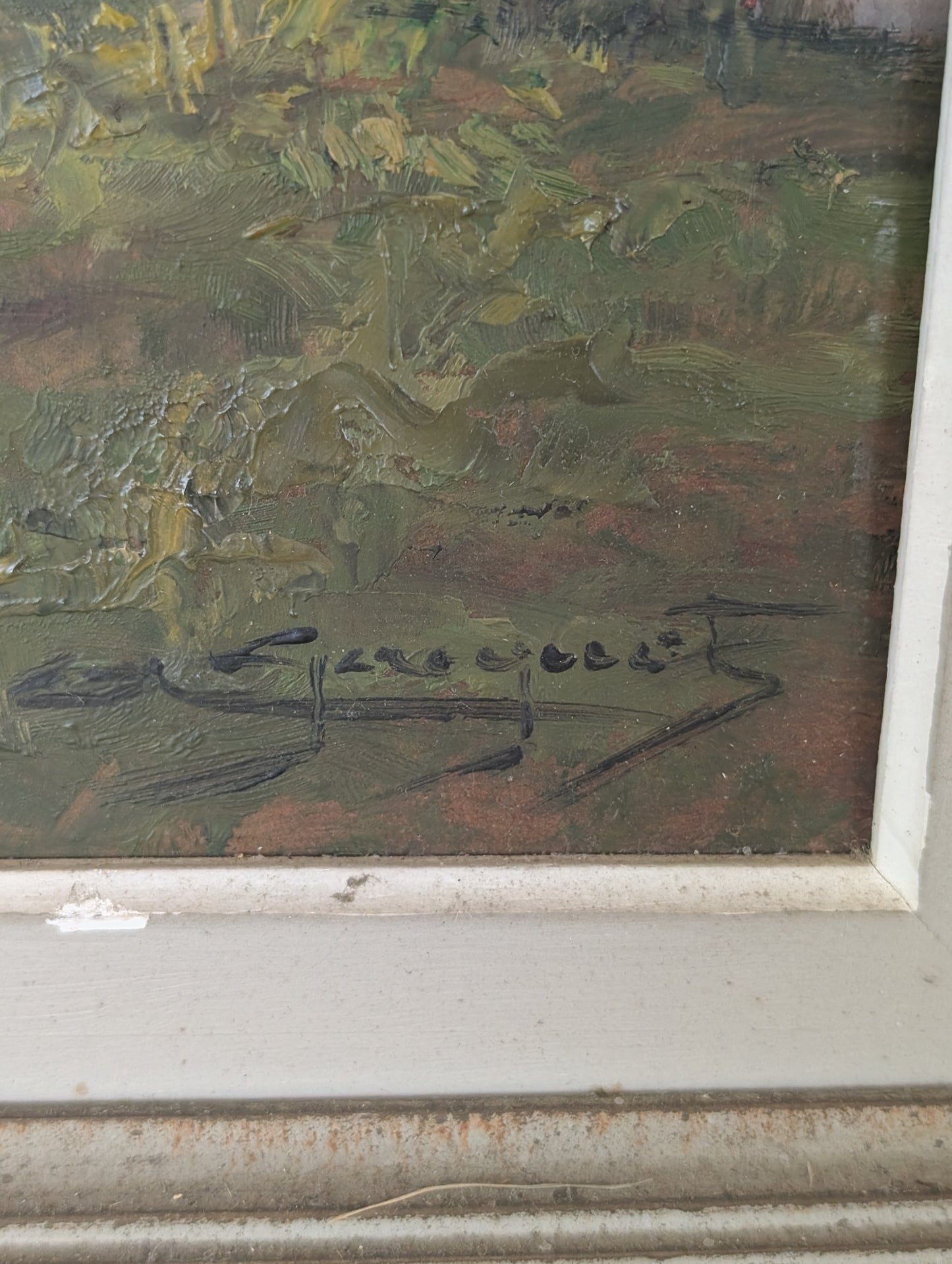 River landscape, France, oil on board mid CXXth