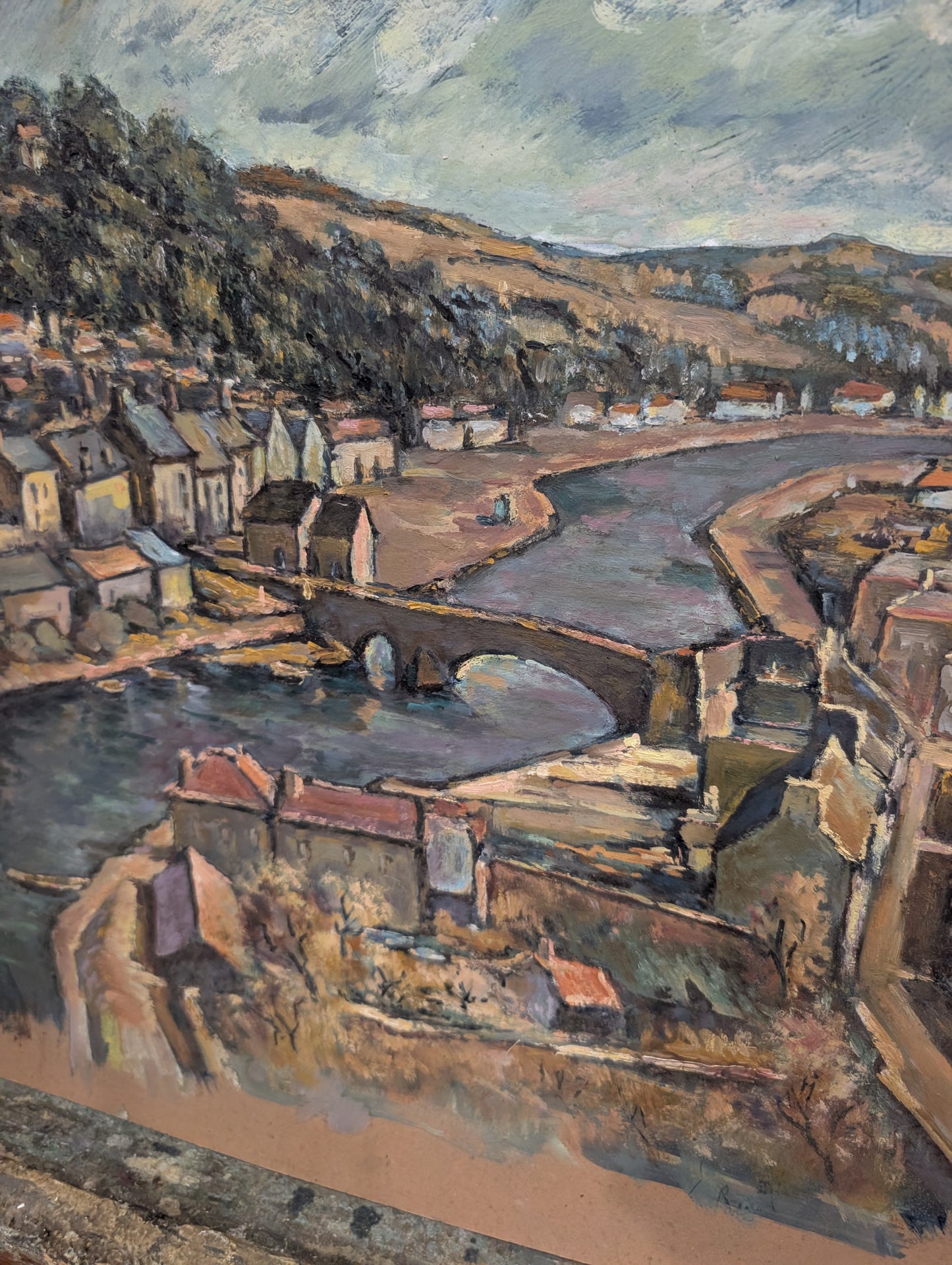 Post impressionist landscape - oil on board - P.Lezy - mid CXXth