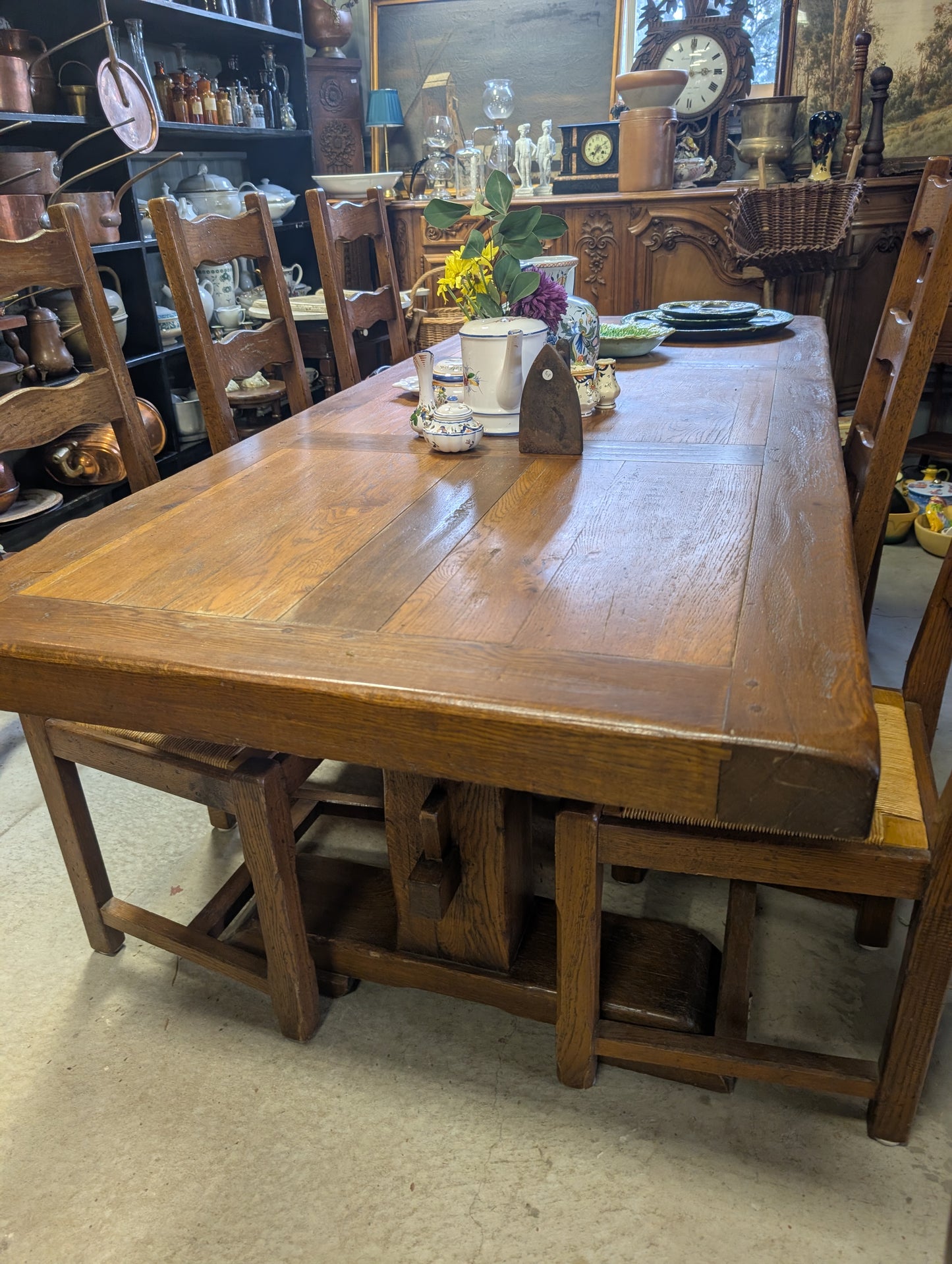 Rustic farmhouse dining set 6 chairs