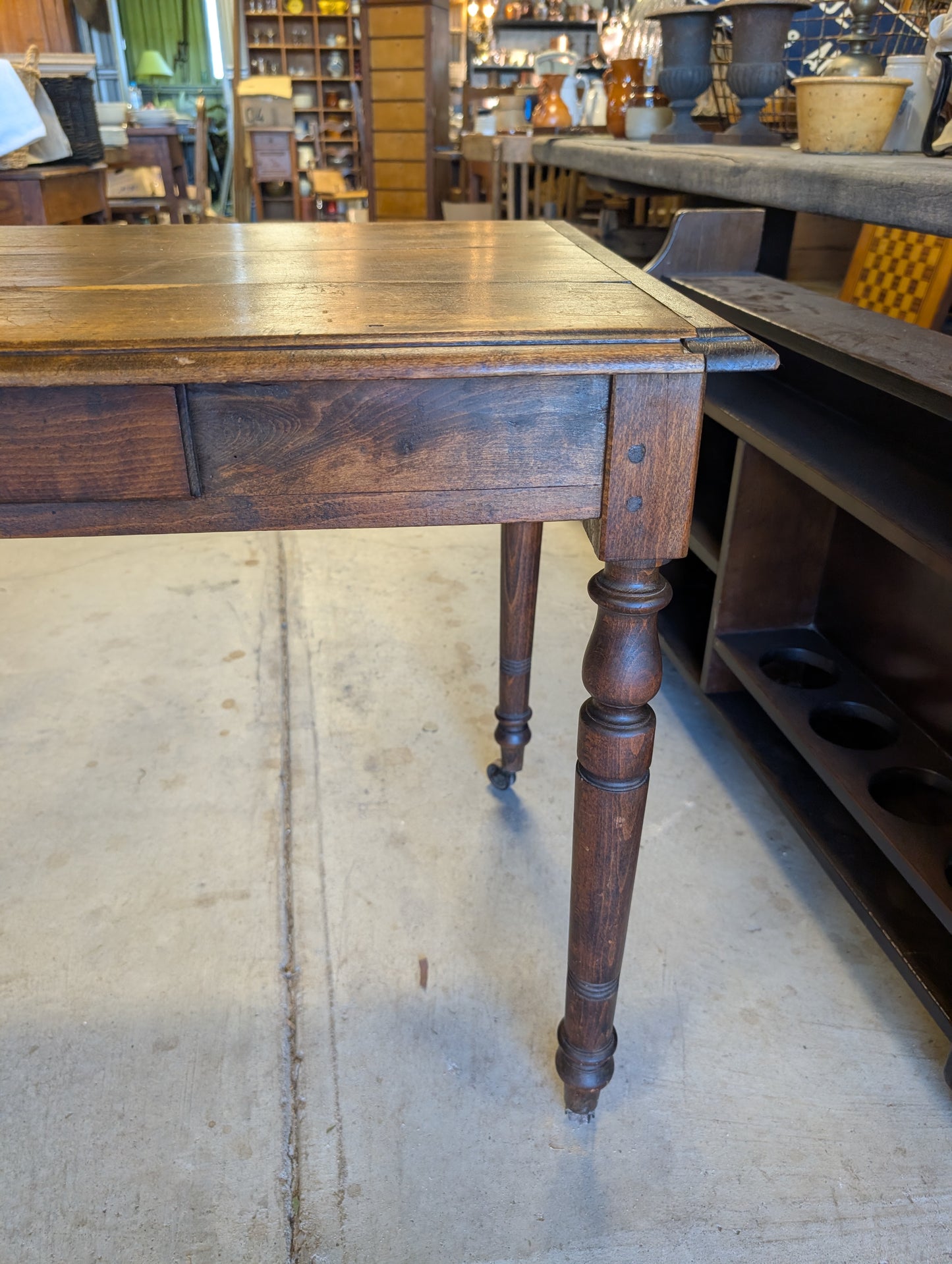 19th-Century Antique French Oak Writing Table