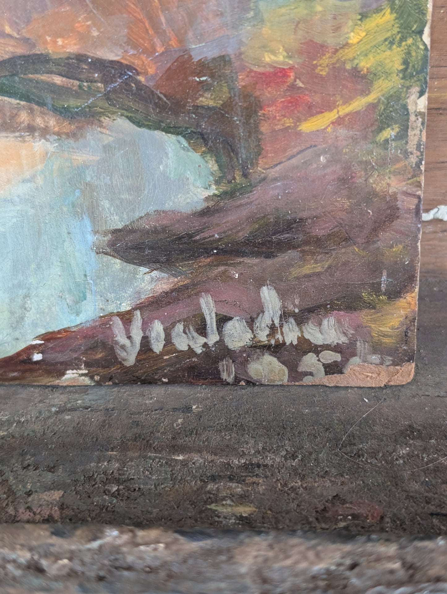 River landscape in Autumn, oil on board CXXth