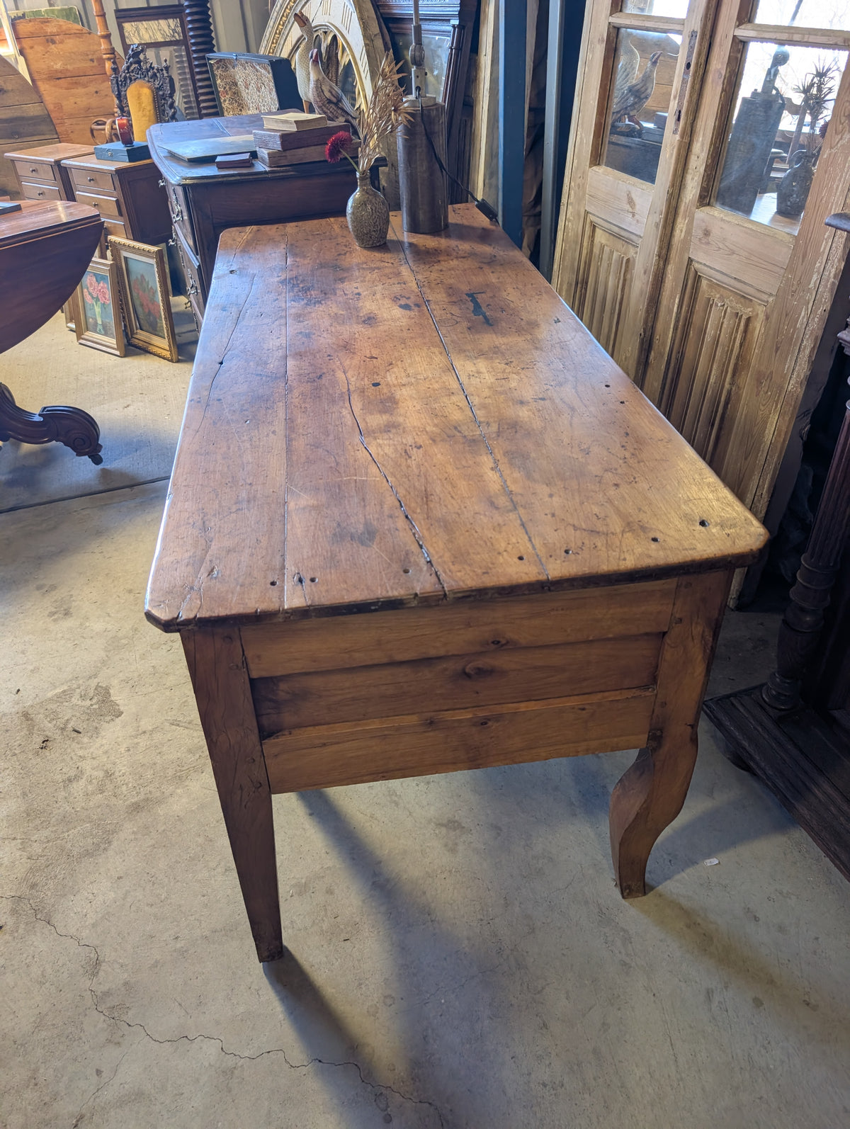 C19th French Provincial Fruitwood Center Desk