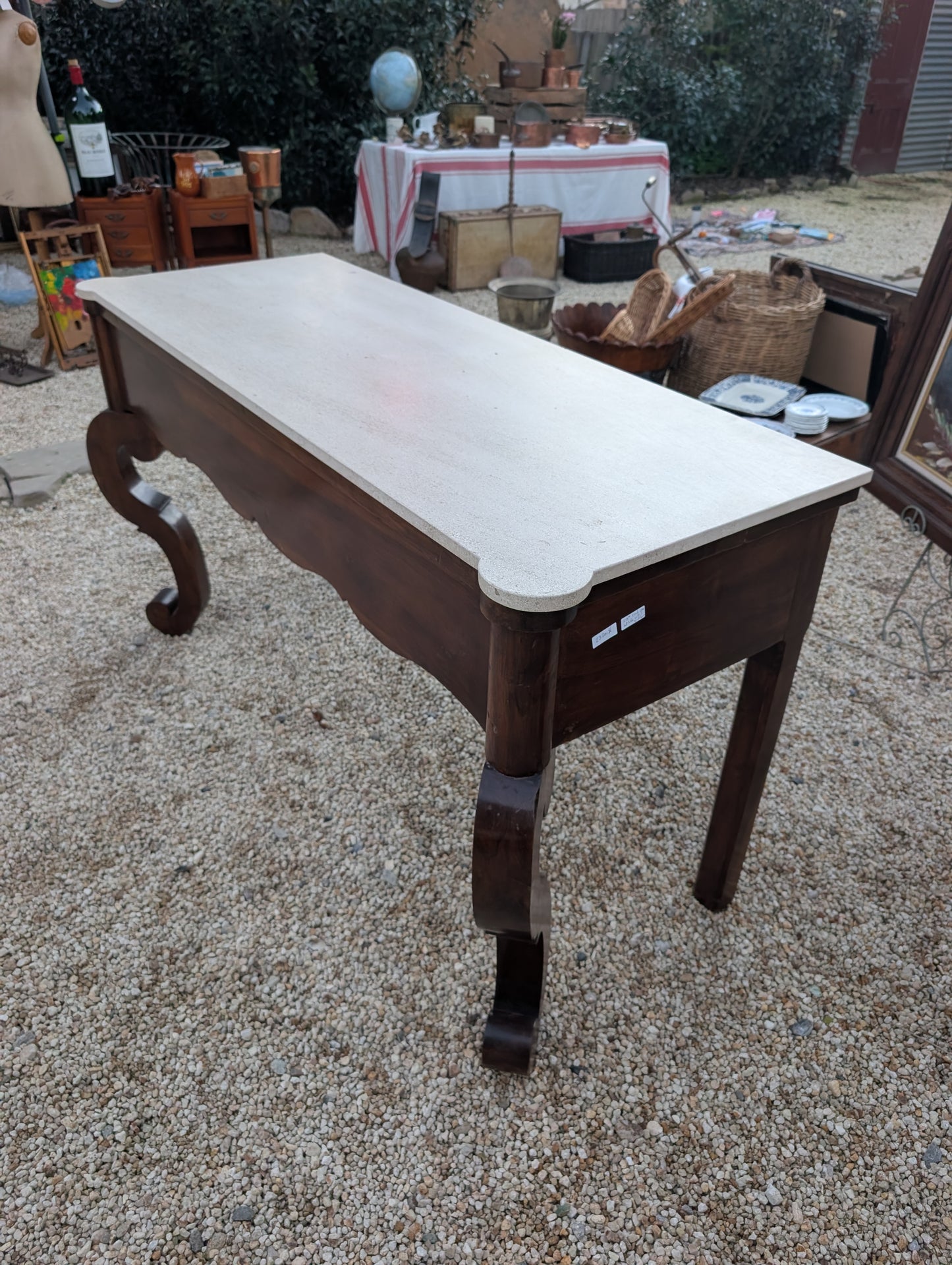 C19th French walnut console table