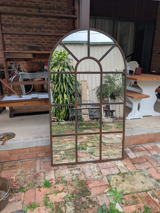 French style arched top wrought iron framed mirror (170 x 100cm)