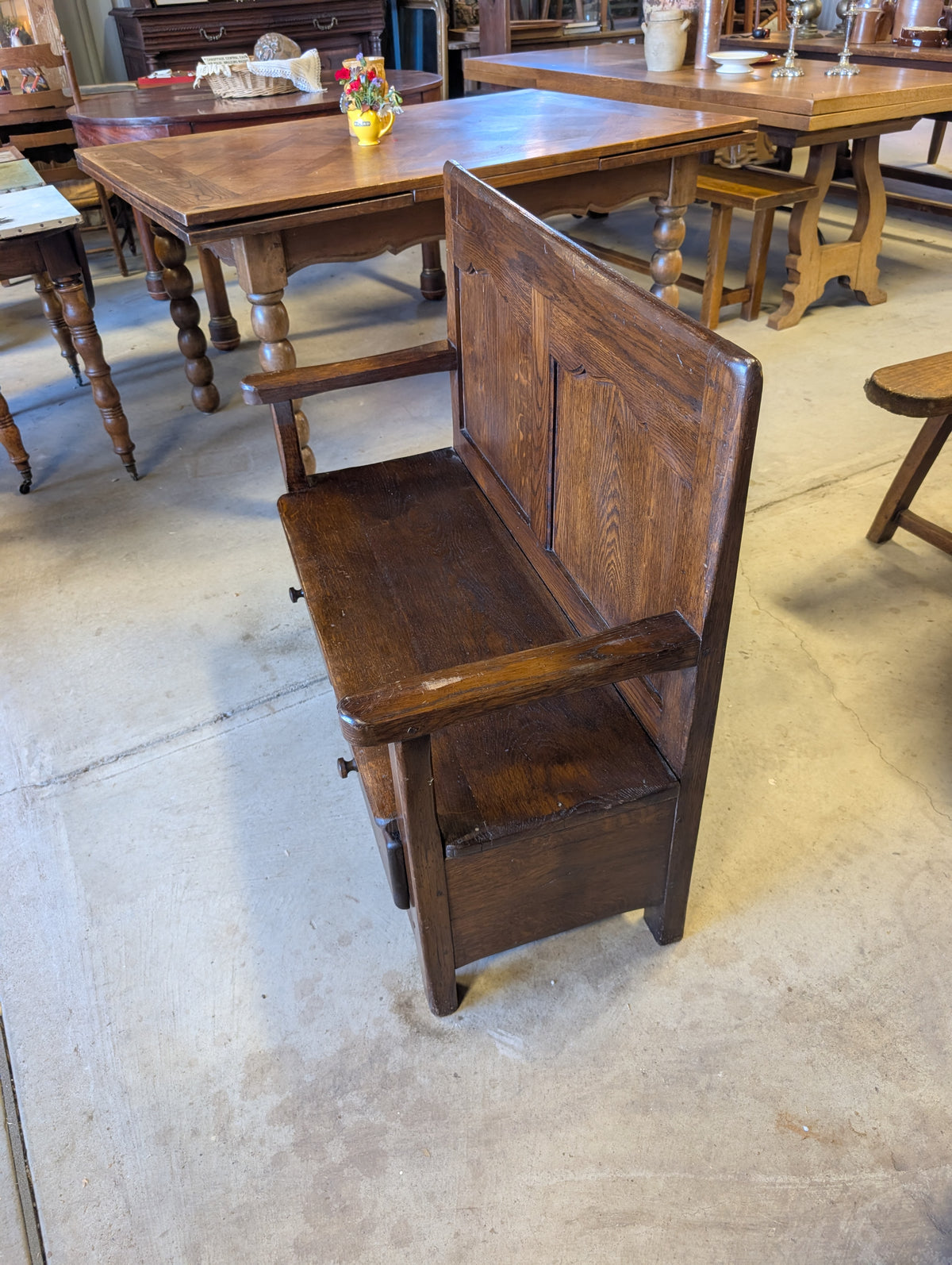 C19th French Provincial Oak Storage Bench / Hall Bench from Normandy