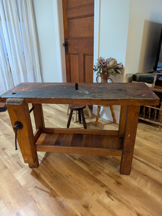 Vintage French carpenter's workbench - Console