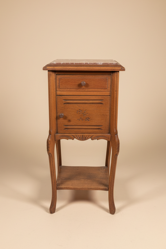 Provincial Bedside cabinet with marble top