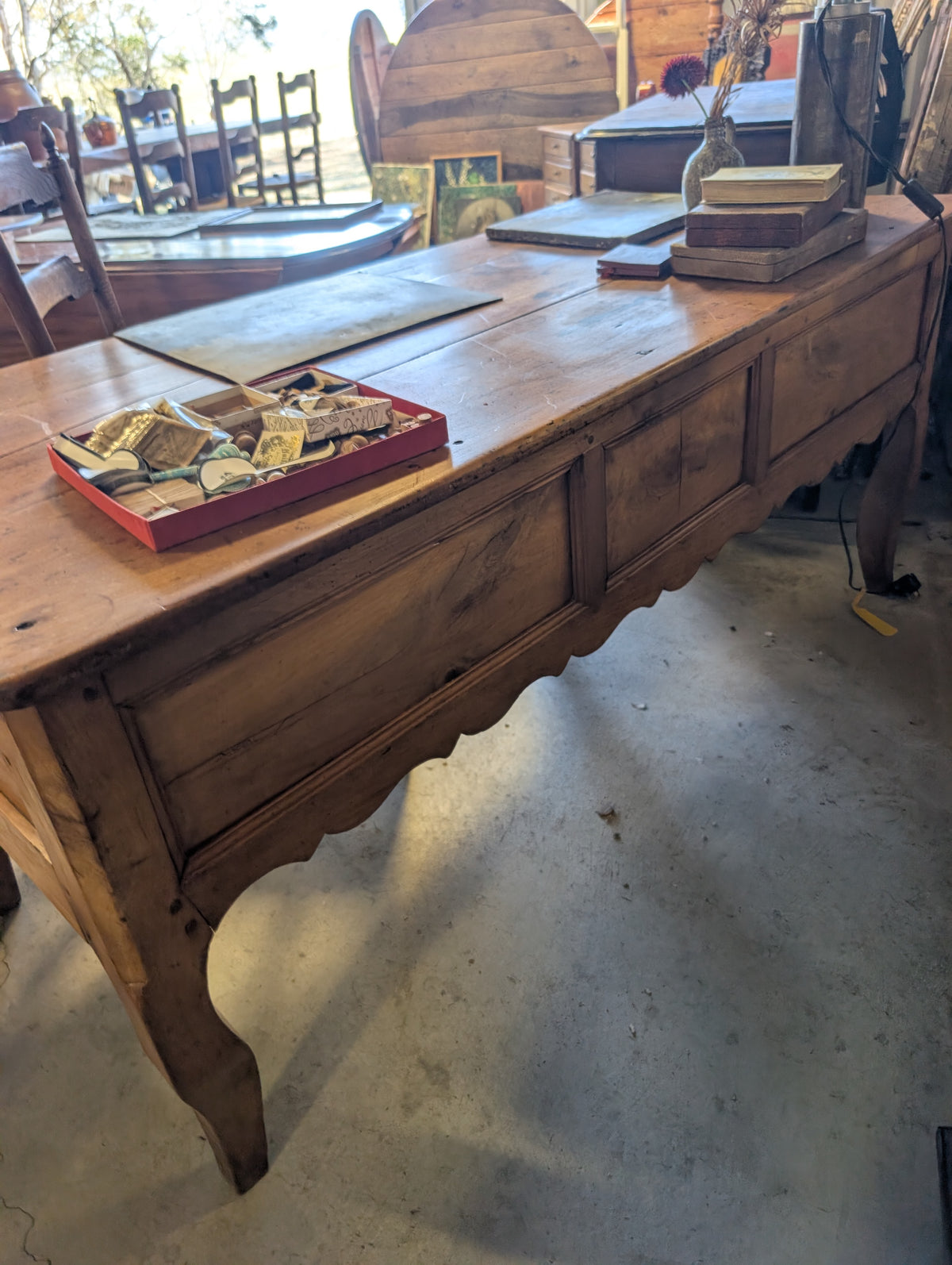 C19th French Provincial Fruitwood Center Desk