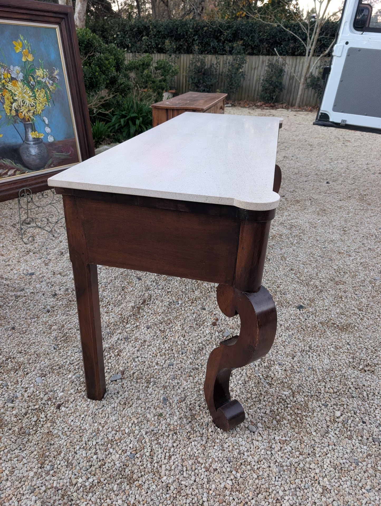 C19th French walnut console table