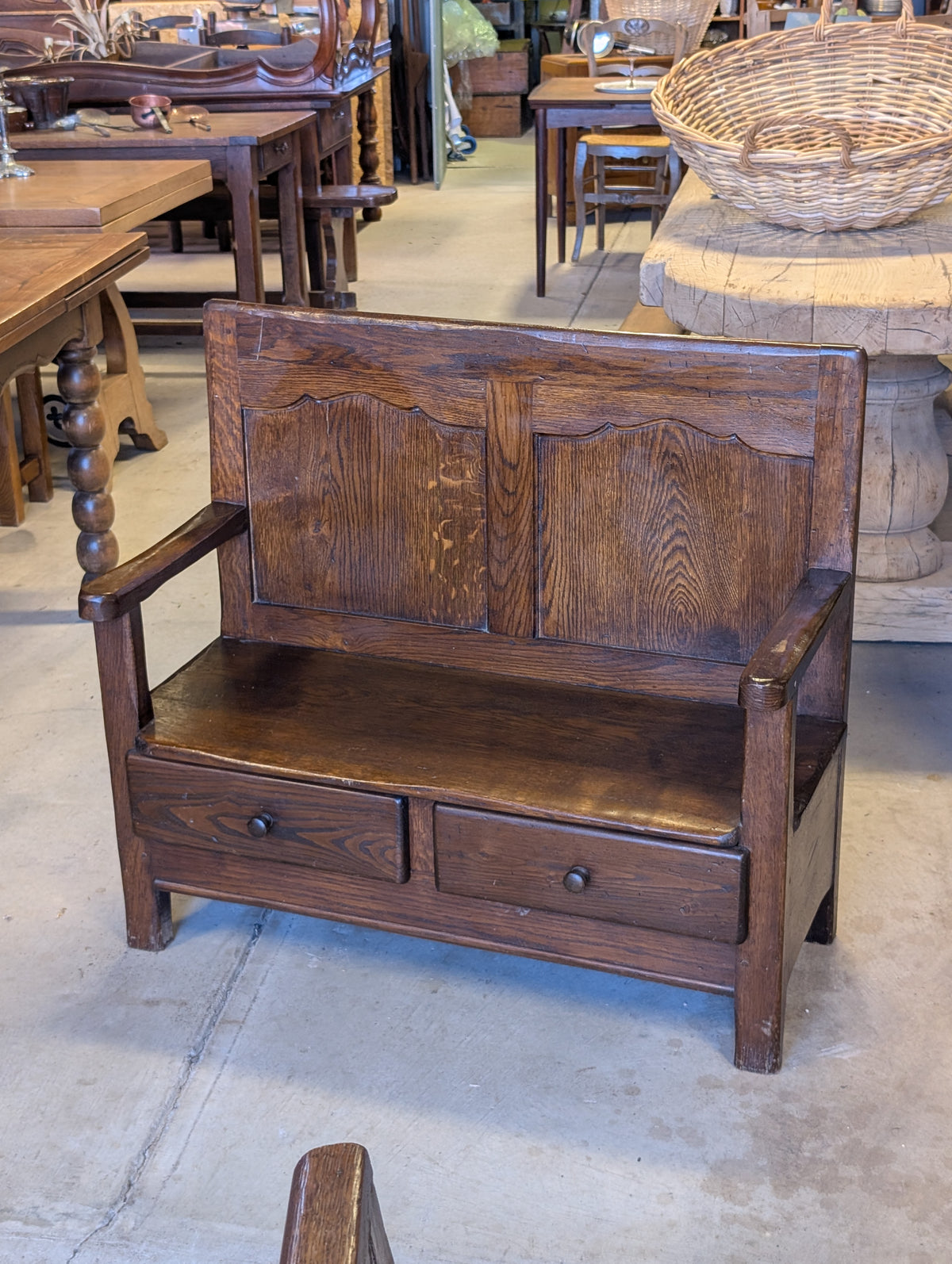 C19th French Provincial Oak Storage Bench / Hall Bench from Normandy