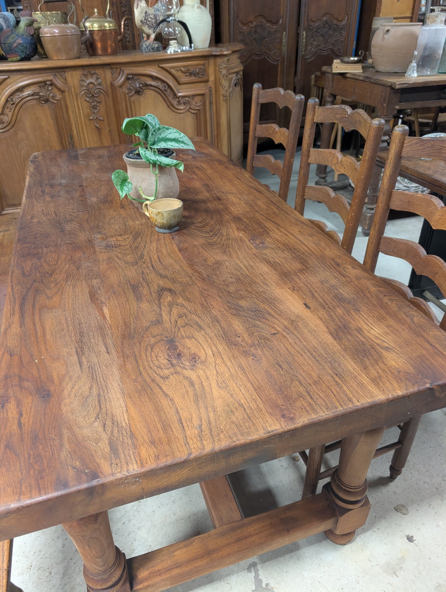 Oak french farm table, 6,5cm tabletop, 175long