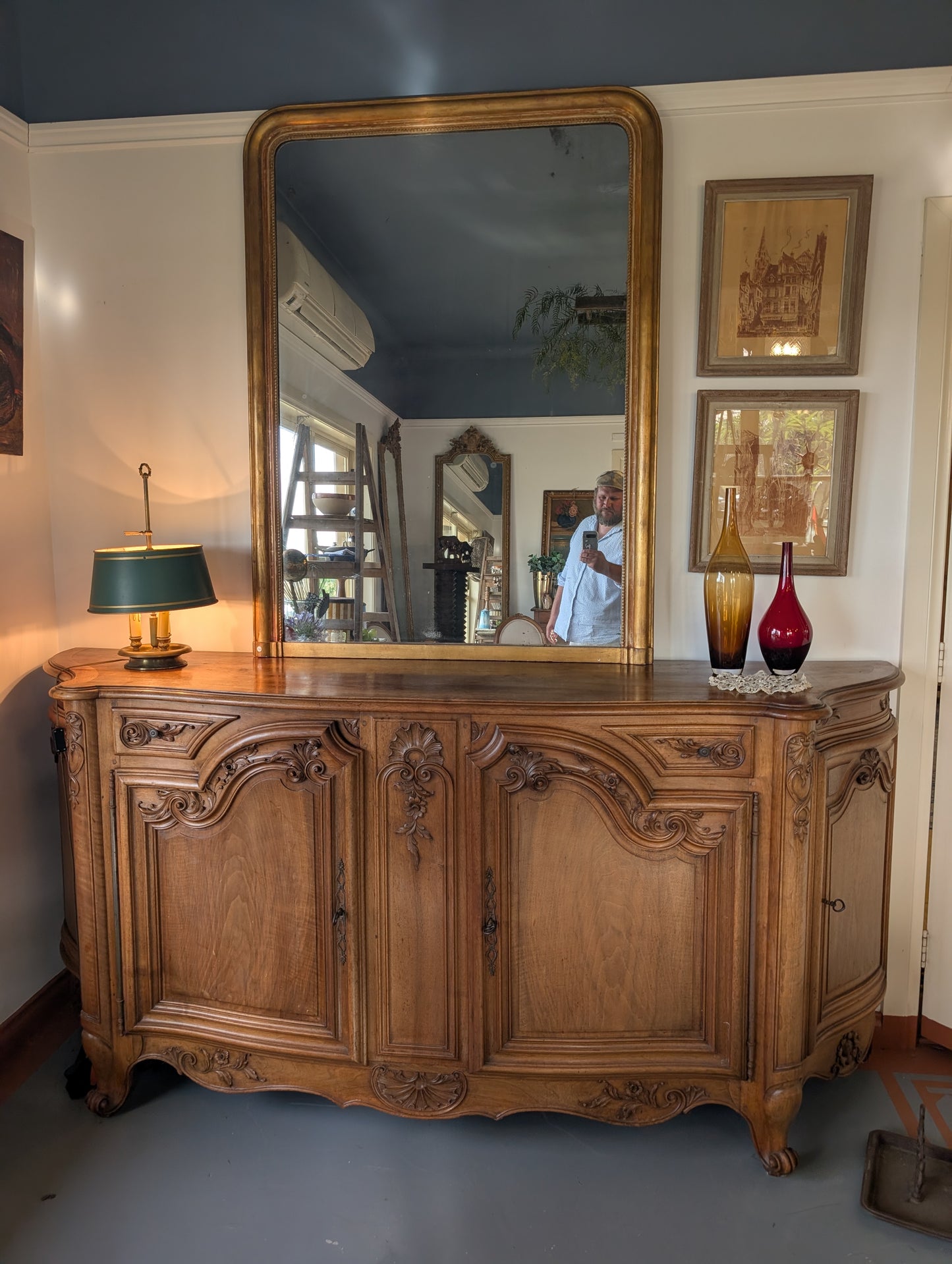 18th Century French Louis XV style walnut buffet enfilade