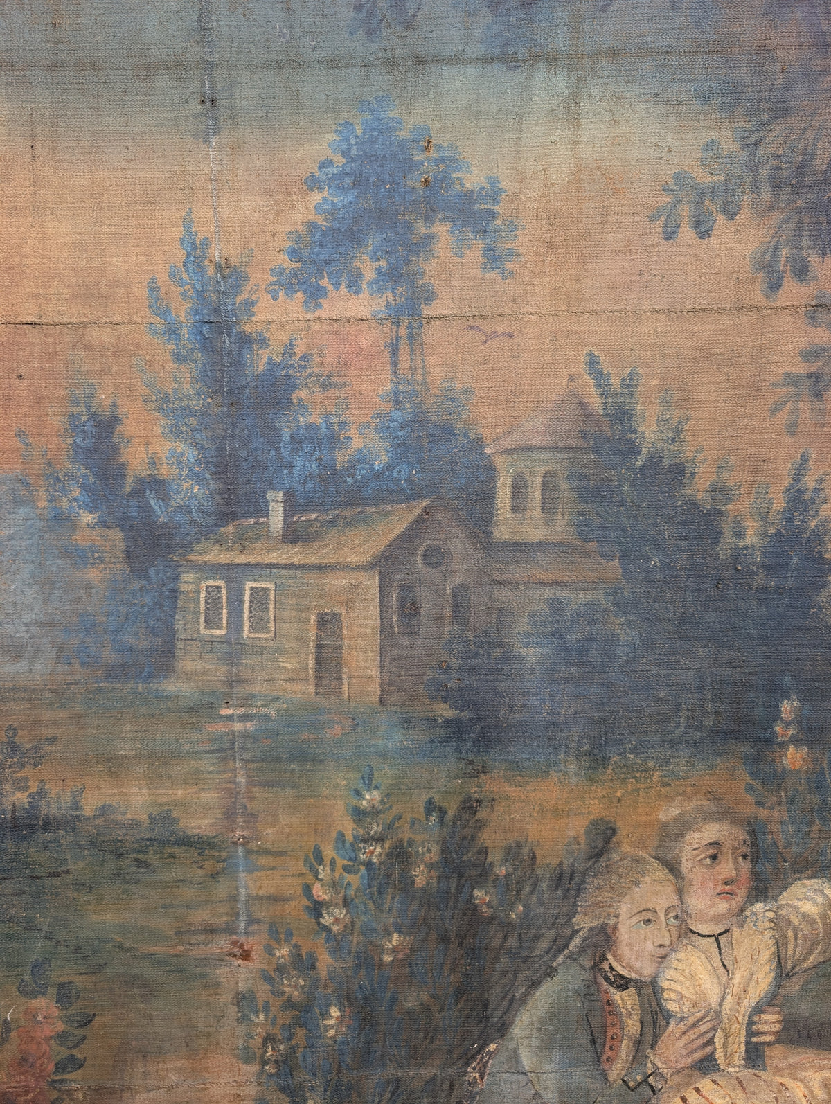 Monumental Oil On Canvas in the style of the C18th decorated with gallant scenes